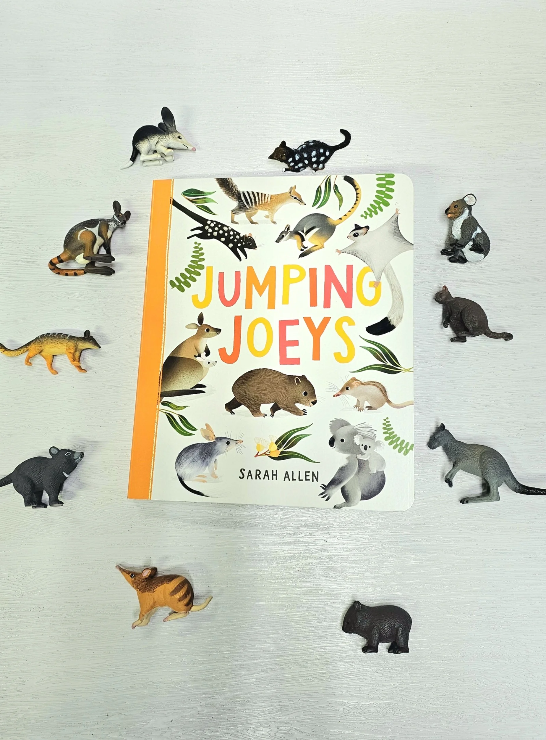 Australian Animal Storytime Bundle featuring the Jumping Joeys book and Australian wildlife figurines for literacy and small world play.