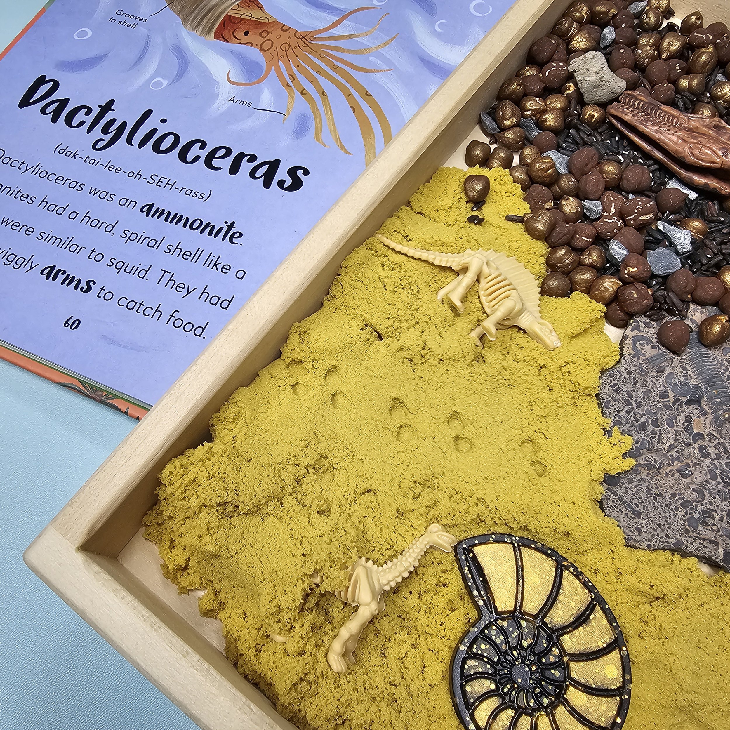 magic sand and sensory base dino kit
