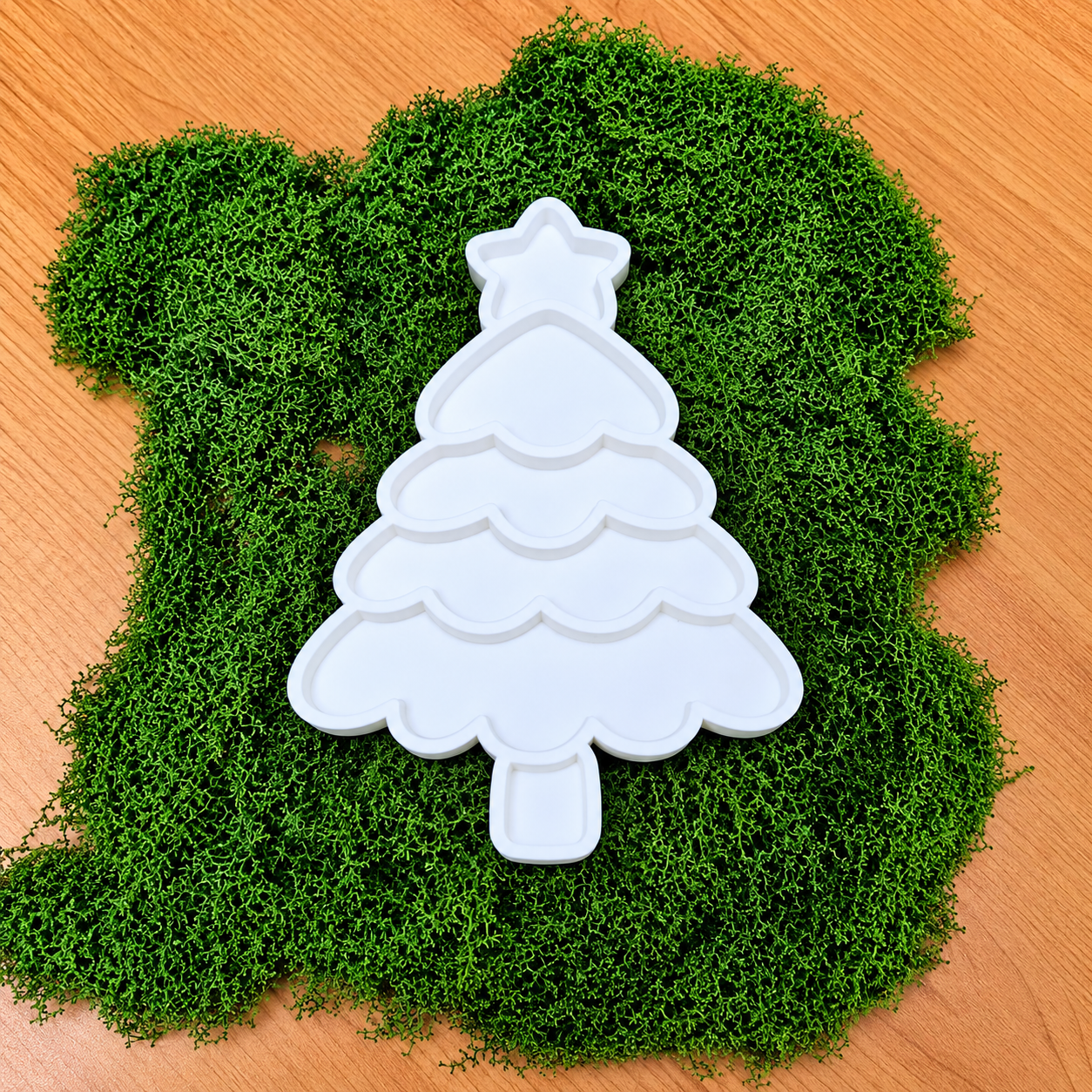 Christmas Tree Sensory Tray for playdough and loose parts