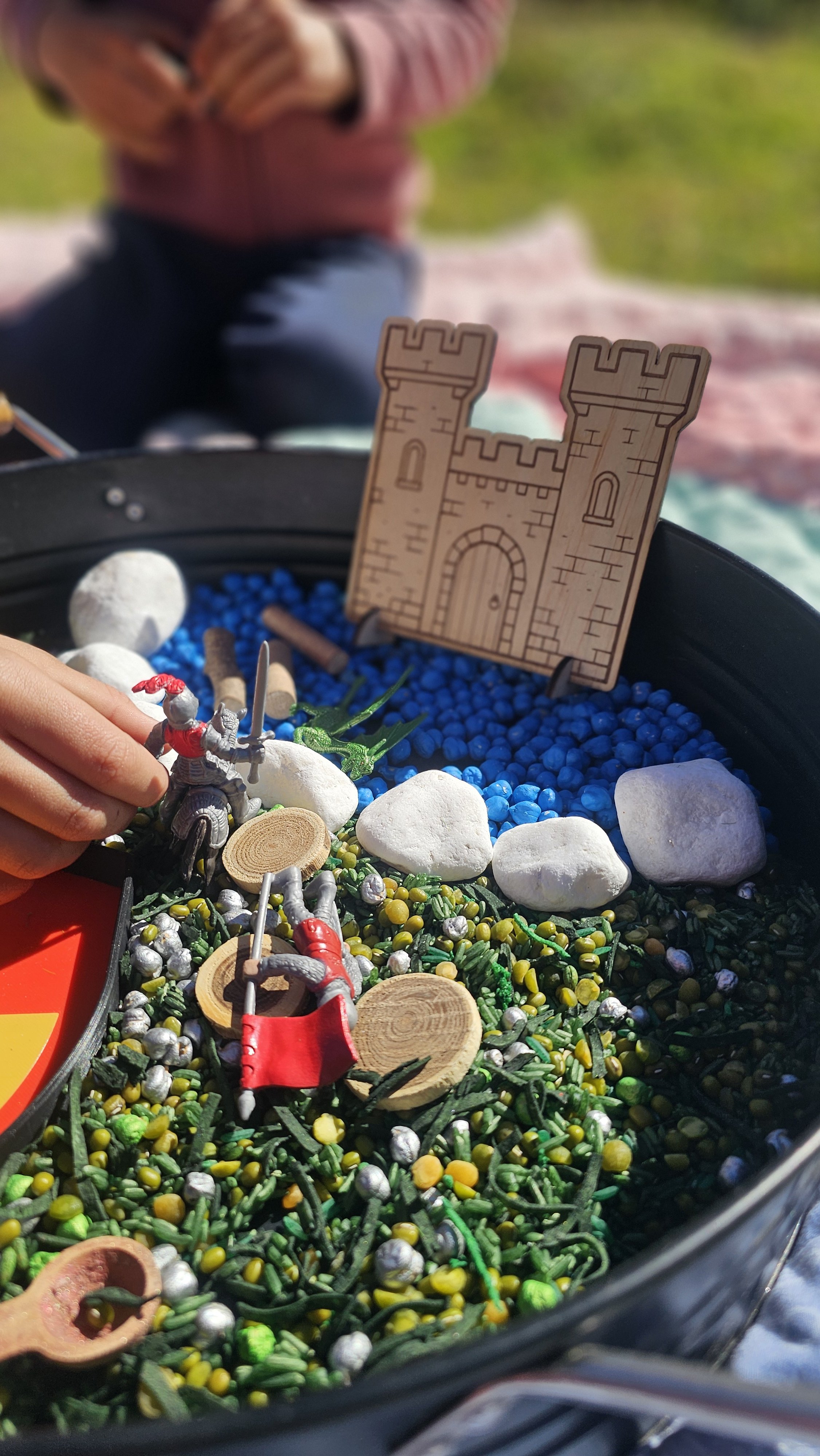 Screen-free medieval play kit for preschool and early primary children.