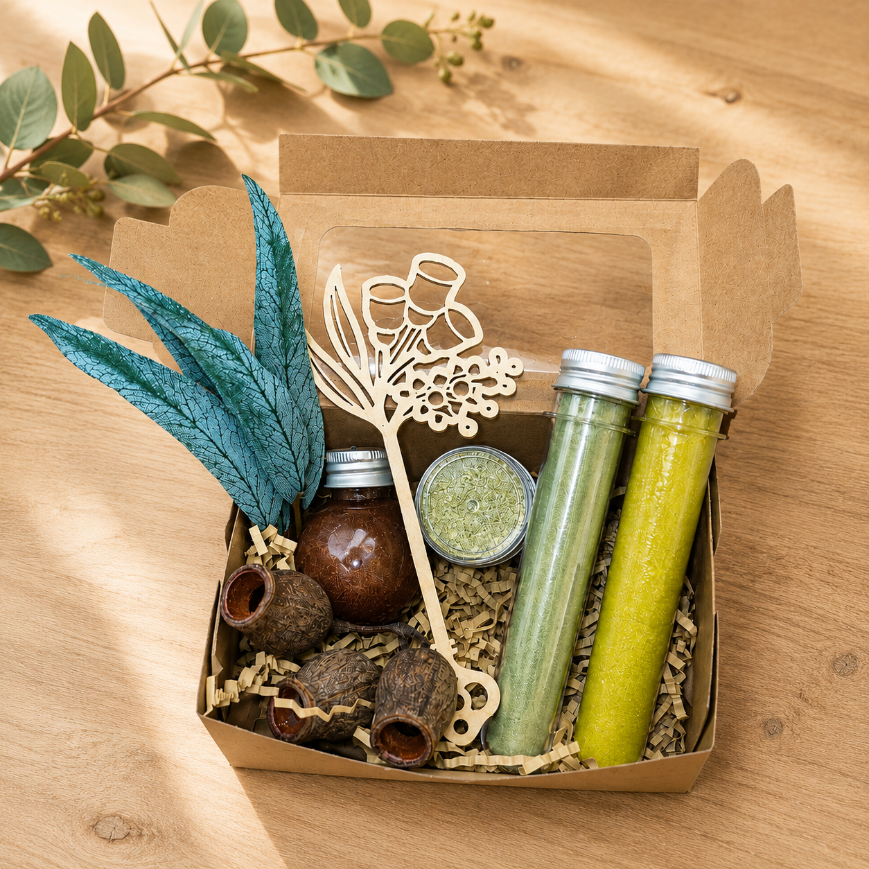 Australian nature potion play kit with eucalyptus fizz and real gumnuts