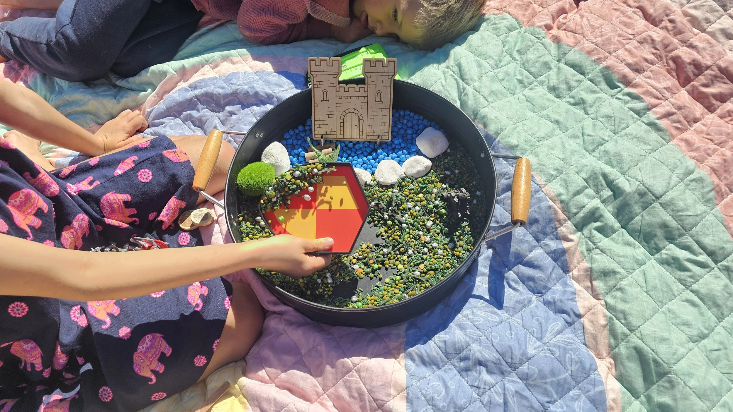 Open-ended medieval sensory kit for imaginative play.