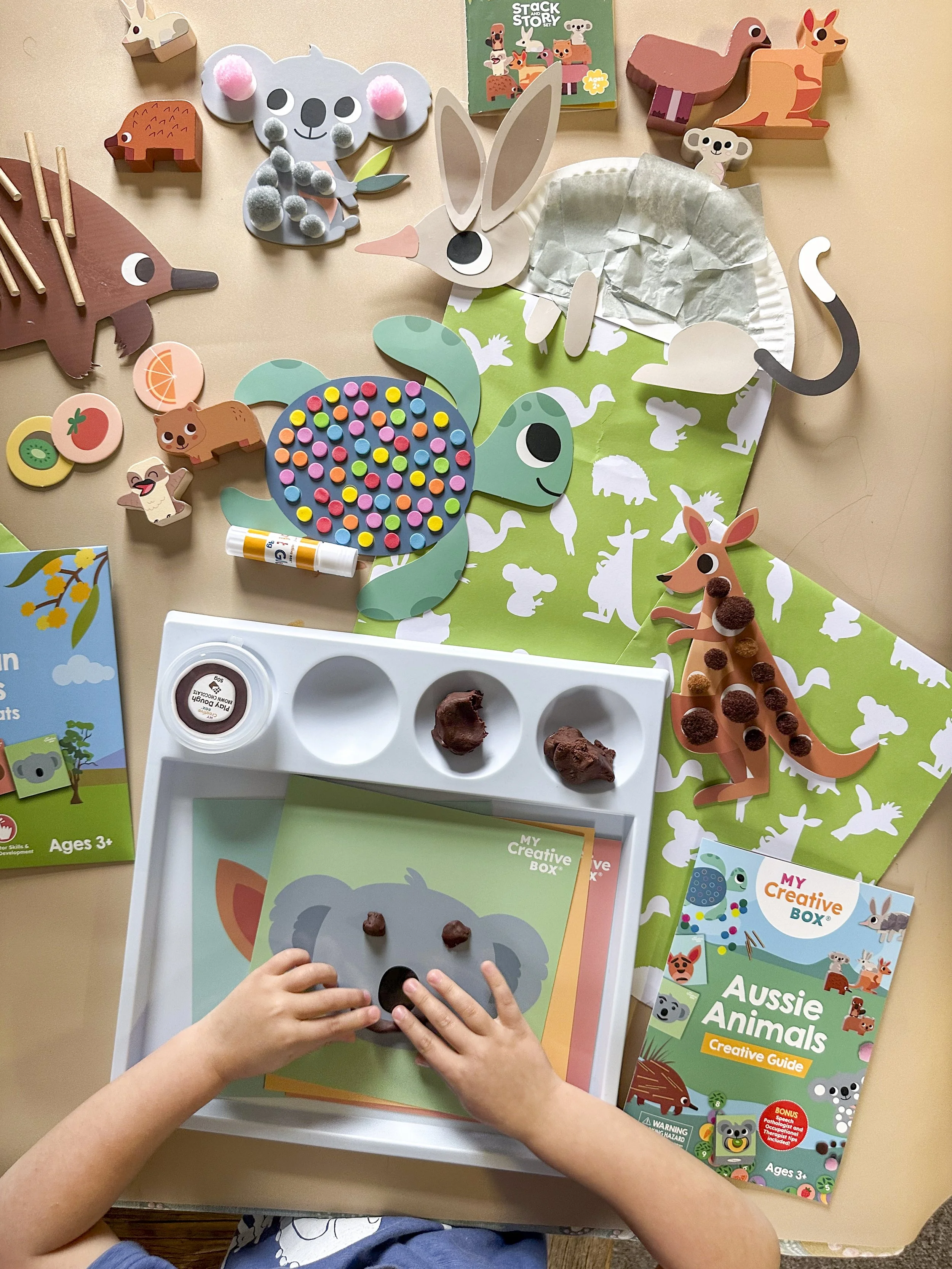 Aussie Animals craft box with echidna, bilby and sea turtle activities
