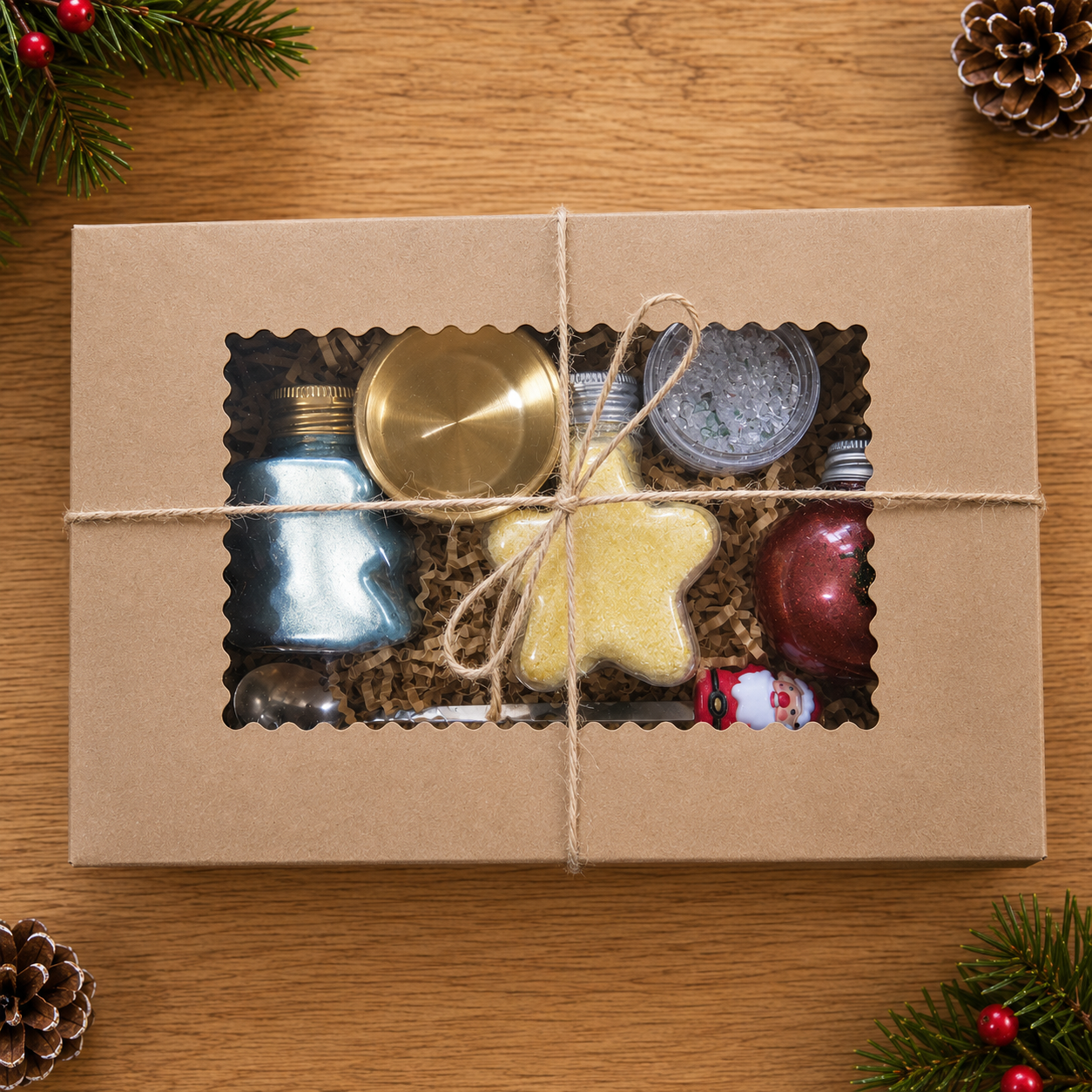 Close-up of the Elf Magic Potion Kit with green and yellow fizz baubles, shimmering potion liquid and Elf Dust ready for Christmas play.