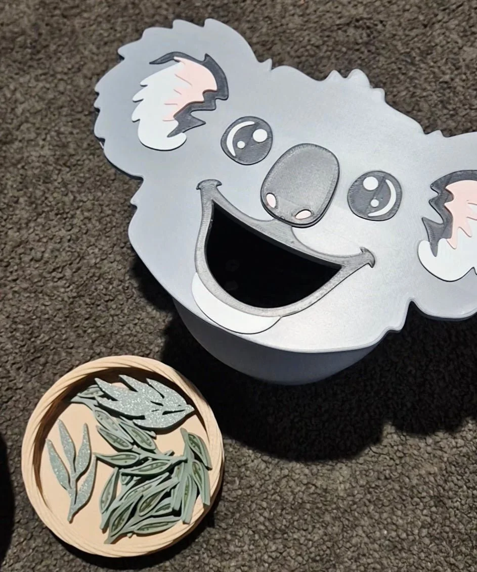 Nature inspired sensory play with koala and leaves