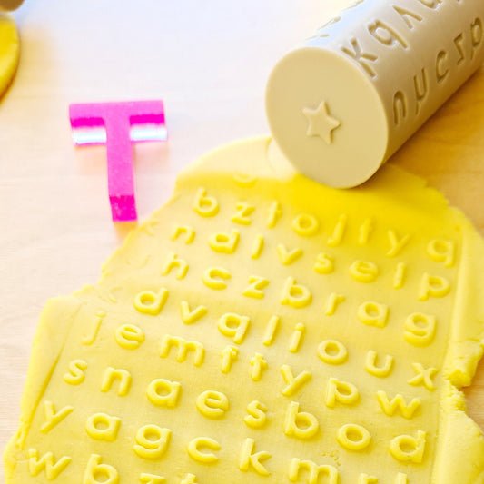 lowercase letter playdough roller for education and letter recognition activities