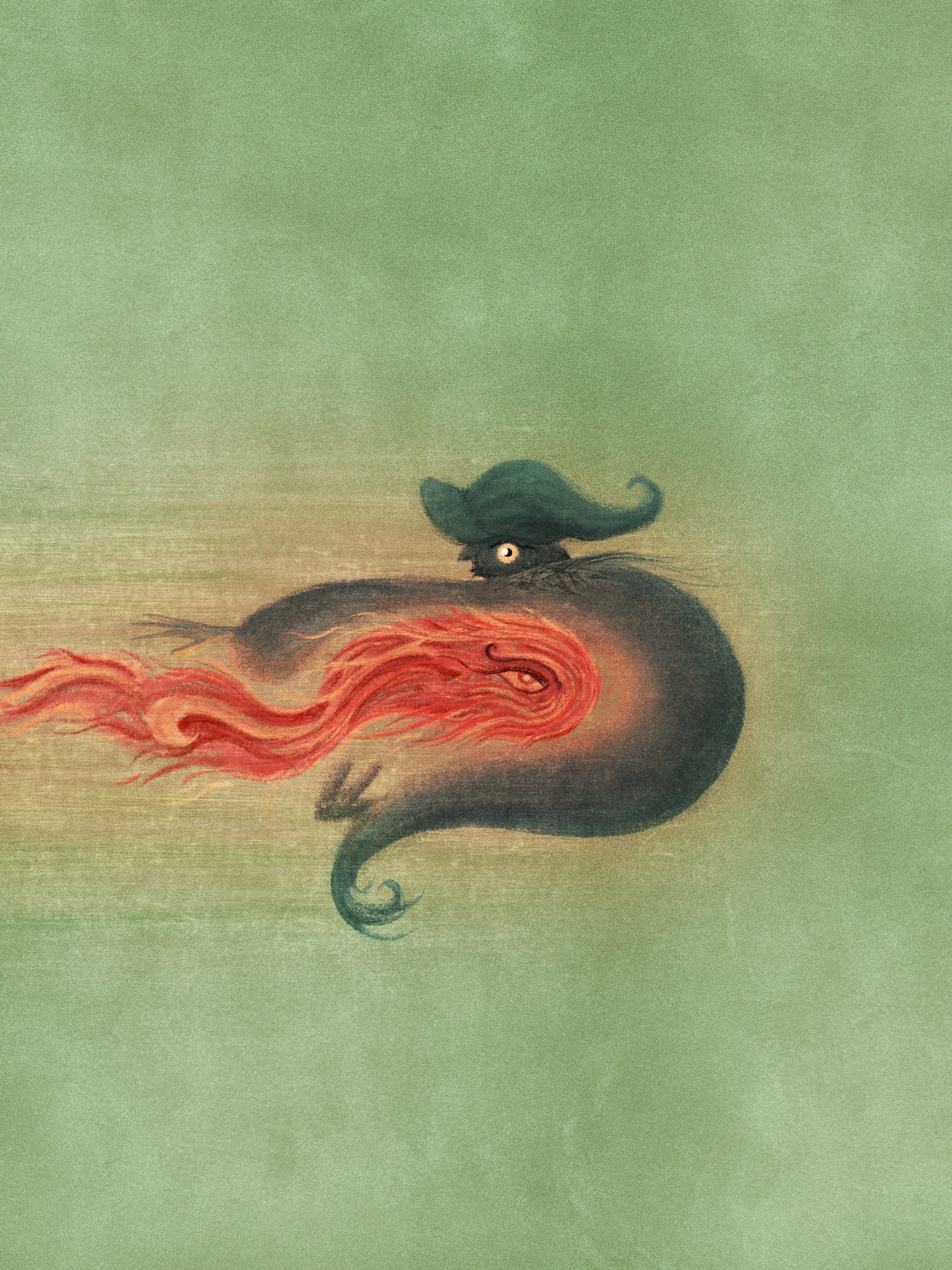 An illustration of a witch flying backwards after being struck by a spell.