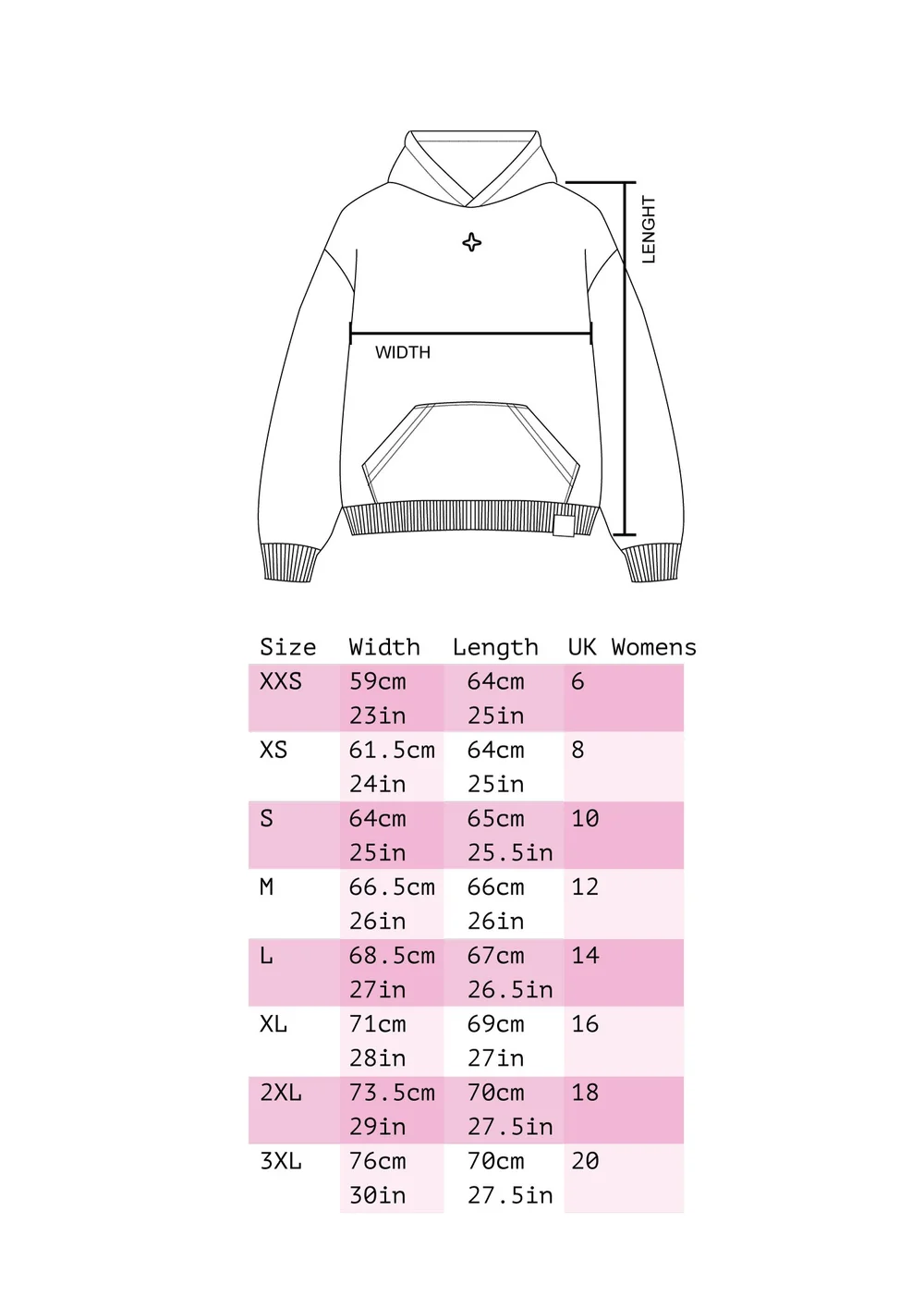 Oversized Hoodie Size Guide MOONDUST GREY 