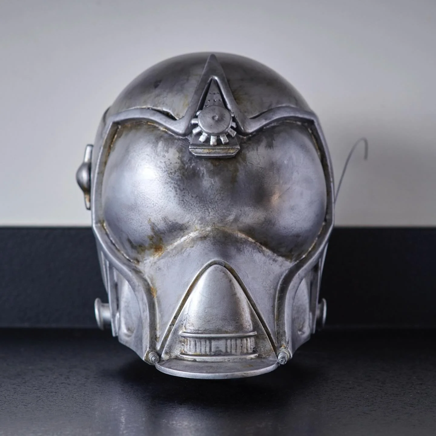 Flashback to the RA-7 Protocol &lsquo;Death Star&rsquo; or &lsquo;Bug&rsquo; Droid helmet I made.

Printed and built from my own files and designed after the original prop from A new Hope, this was one of the early helmets I designed. I wanted him to