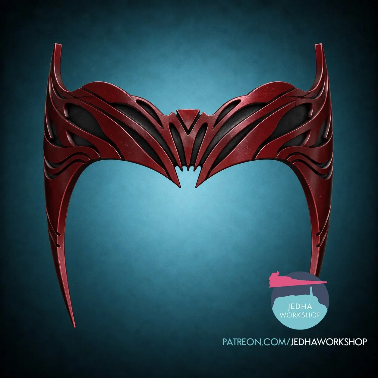 By golly I completely forgot about this. 🤦🏻&zwj;♂️😝

Scarlet Witch Tiara / Crown 3d print files from Wandavision.

We actually modelled it from scratch ages ago specifically to create a custom Scarlet witch/Mandalorian crossover helmet for a custo