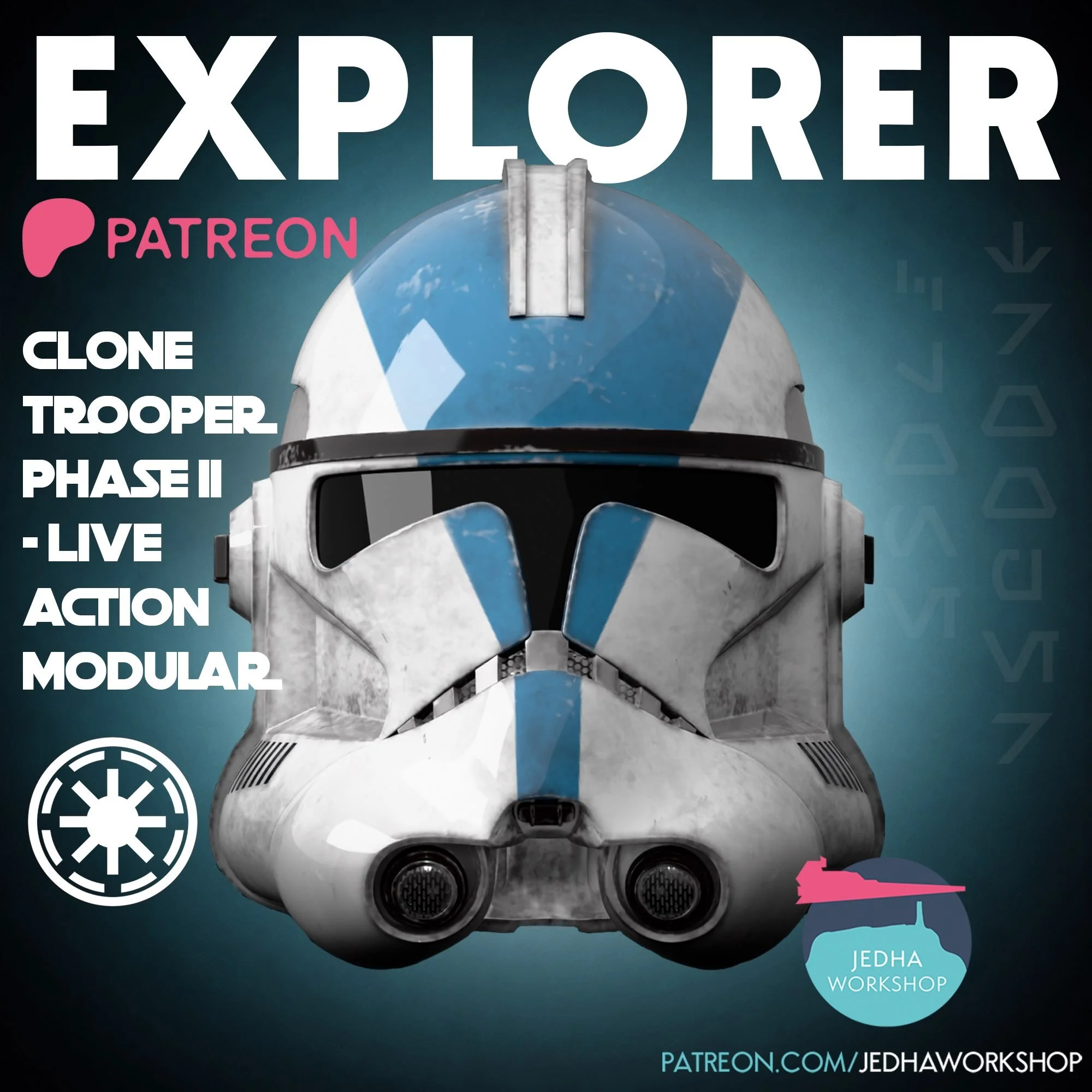 This months Patreon EXPLORER Tier helmet is the absolutely KILLER Clone Trooper Phase II - Live Action Modular Helmet!

This is the version from the Obi Wan Kenobi Series and NO OTHER clone lid on earth is separated in this way!!

We&rsquo;ve gotten 