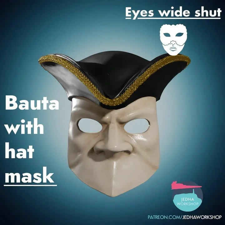 Bauta With Hat Venetian Mask from Eyes Wide Shut has been added to the SHOP and PATREON! :-)

I&rsquo;m releasing a brand new model every single day this week and next - and as many as I can leading up to Halloween. Join our Patreon this month and ge