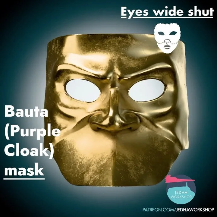 Bauta (Purple Robe) Venetian Mask from Eyes Wide Shut 3D Print Files are now in the Shop and Patreon!

&ldquo;Please, come forward. May I have the password?&rdquo;

Firstly, this is NOT the actual Bauta mask worn with the hat! The screen-accurate ver