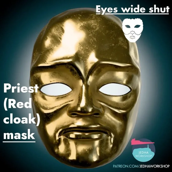 Priest (Red Cloak) Gold Venetian Mask 3D Print Files from Eyes Wide Shut are now in the Shop and Patreon!

&ldquo;Please, come forward. May I have the password?&rdquo;

Here we have one of the most recognisable masks from Stanley Kubrick&rsquo;s fina