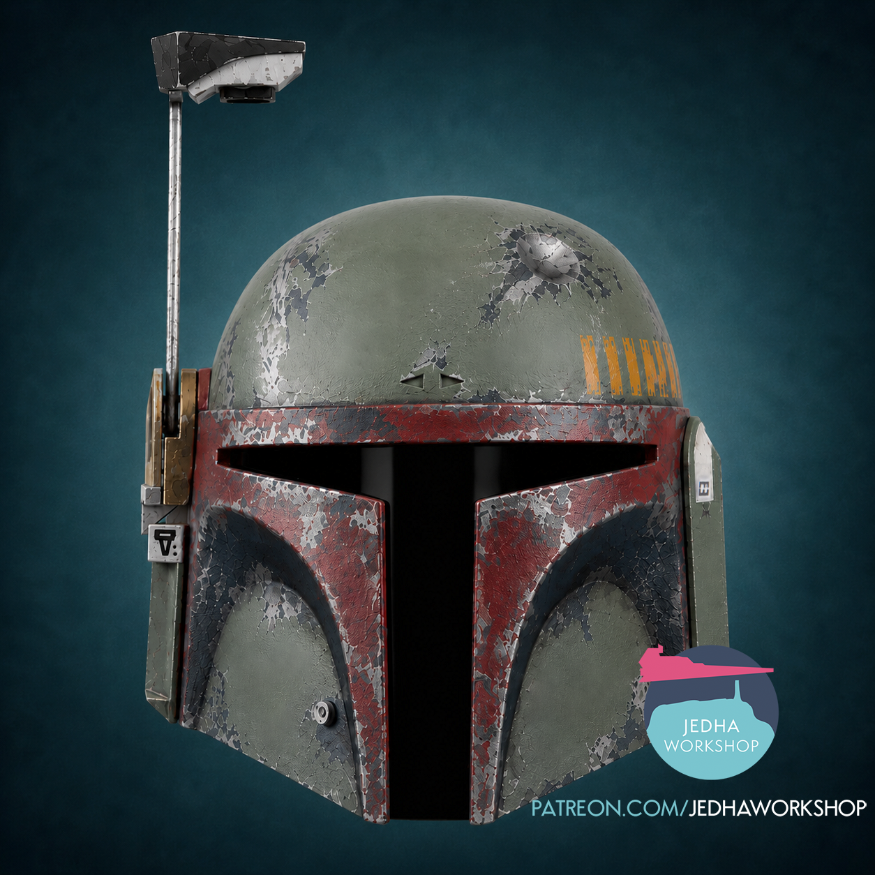 Boba Fett Helmet 3D Files With Dent (The Empire Strikes Back/The Book of Boba Fett)