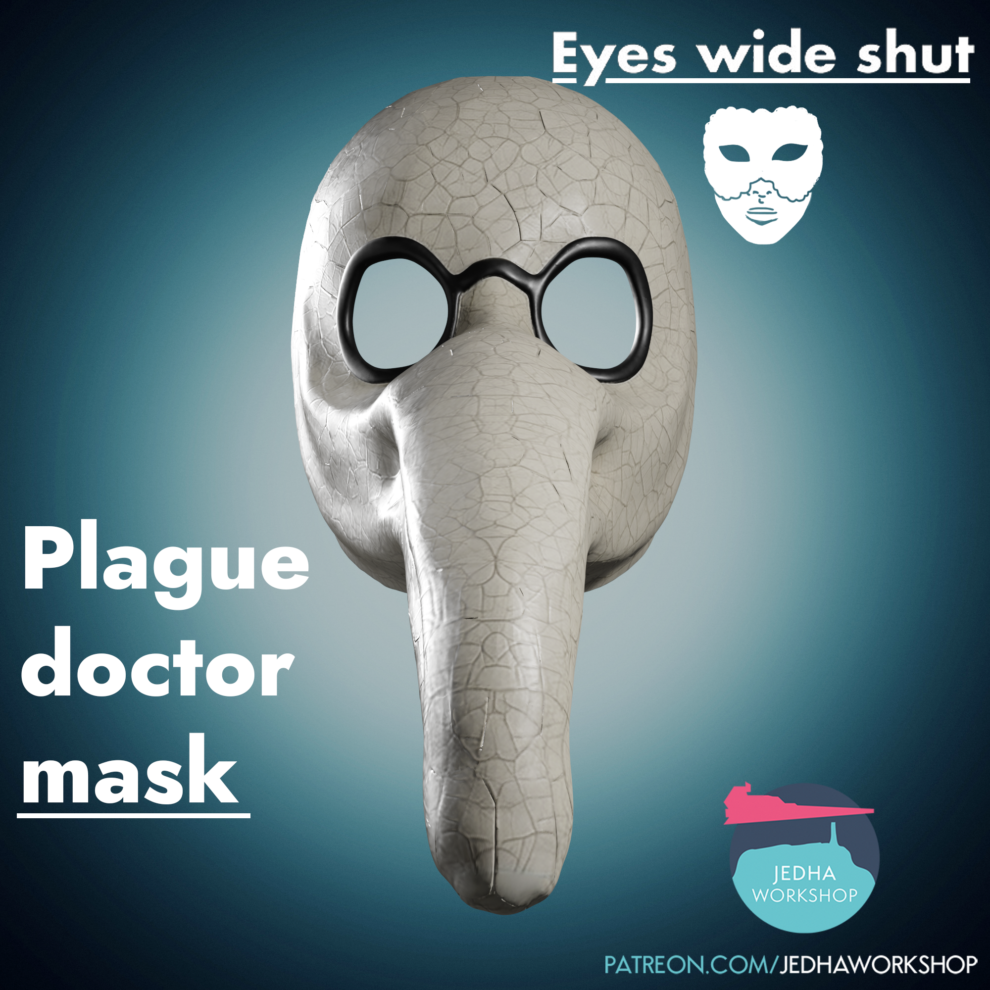 Plague Doctor Venetian Mask 3D Print Files (Eyes Wide Shut)