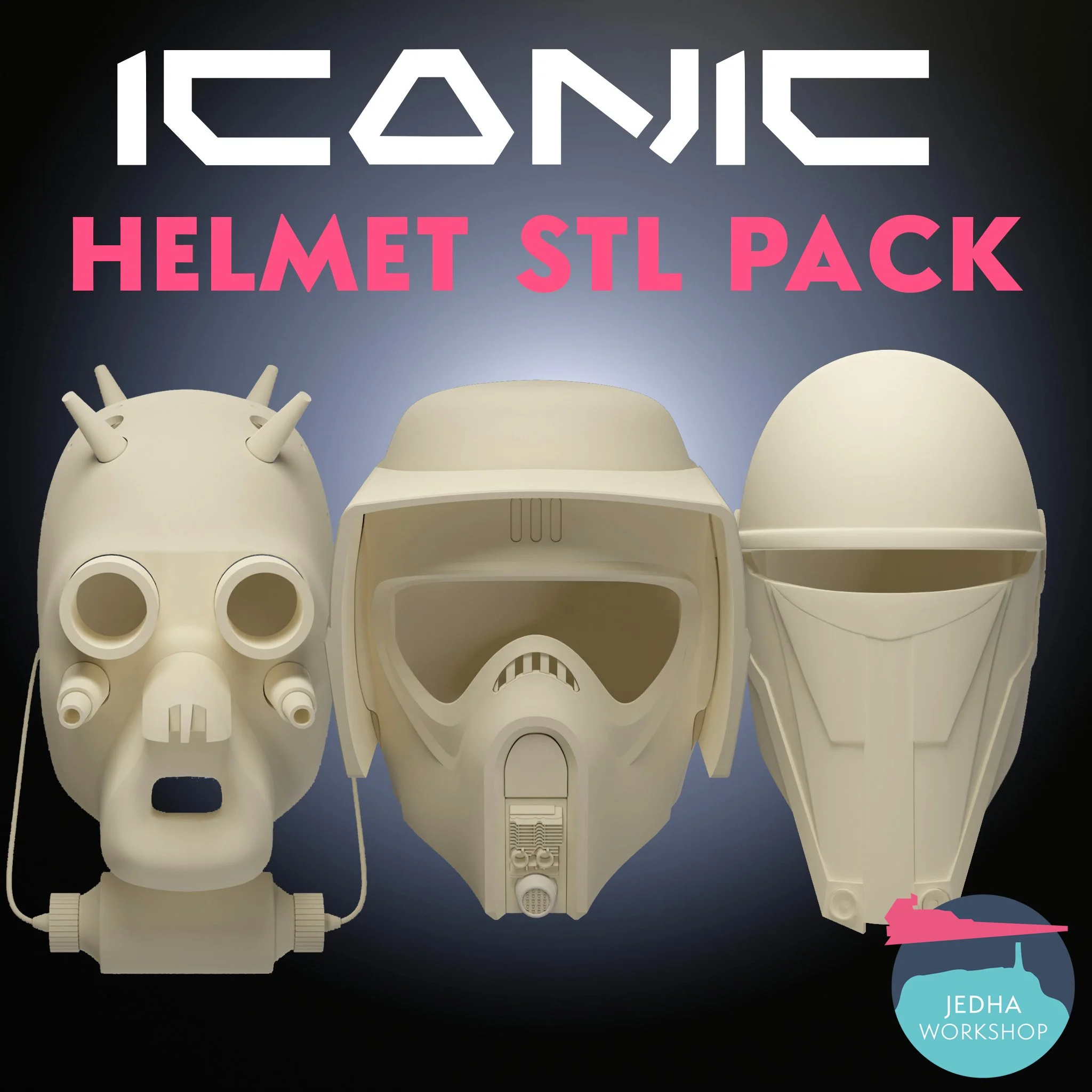 Iconic Helmet STL Pack - Biker Scout, Tusken Raider TBOBF & Darth Revan Helmets (Save £18)