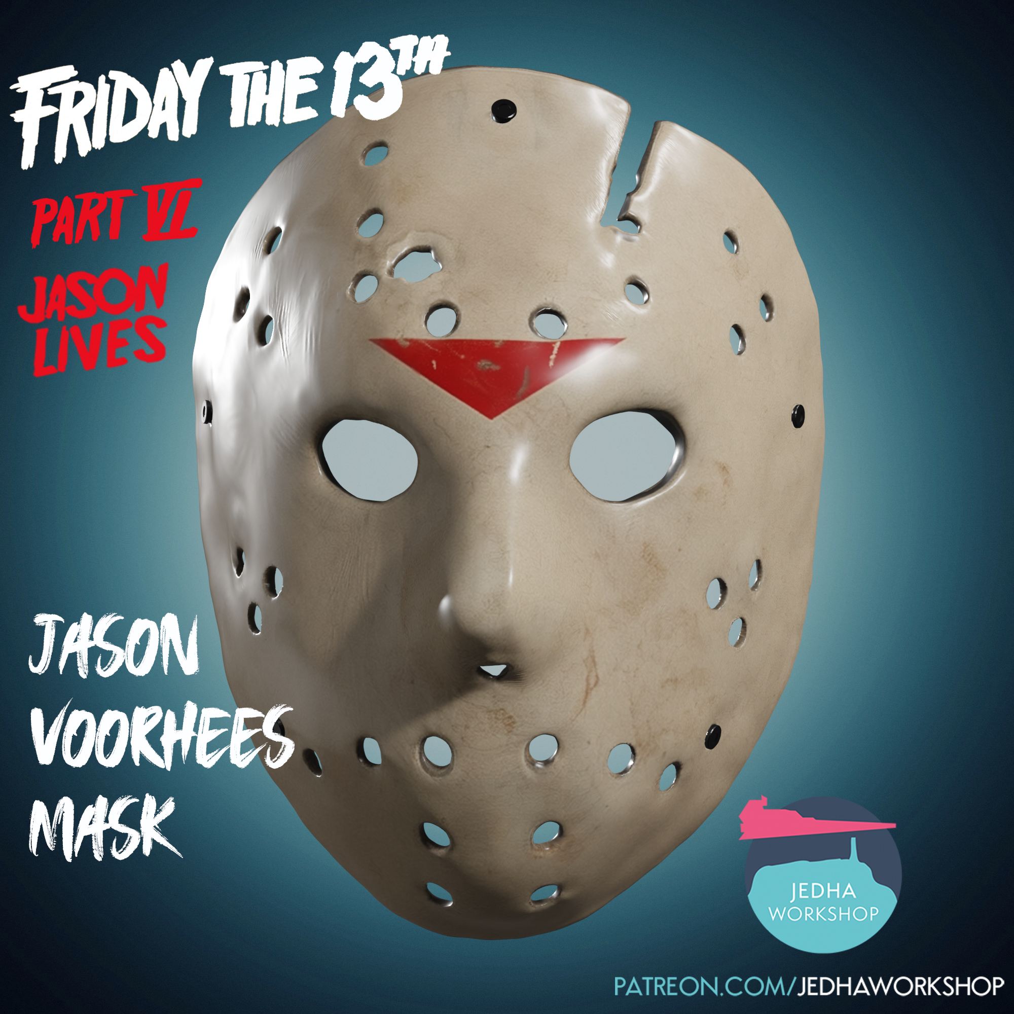Jason Voorhees VI Mask 3D Print Files (Friday 13th Part VI: Jason Lives 1986)
