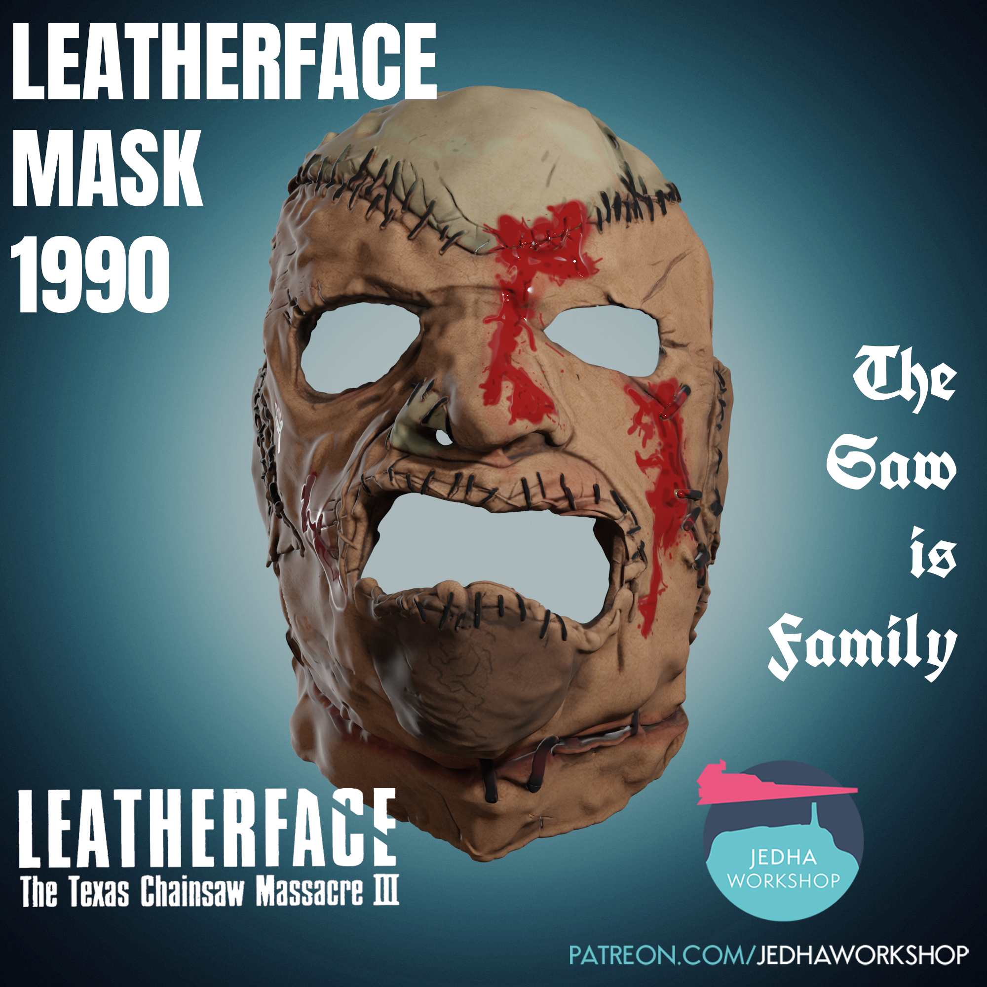Leatherface Mask 3D Print Files (Leatherface: The Texas Chainsaw Massacre III 1990) (Copy)