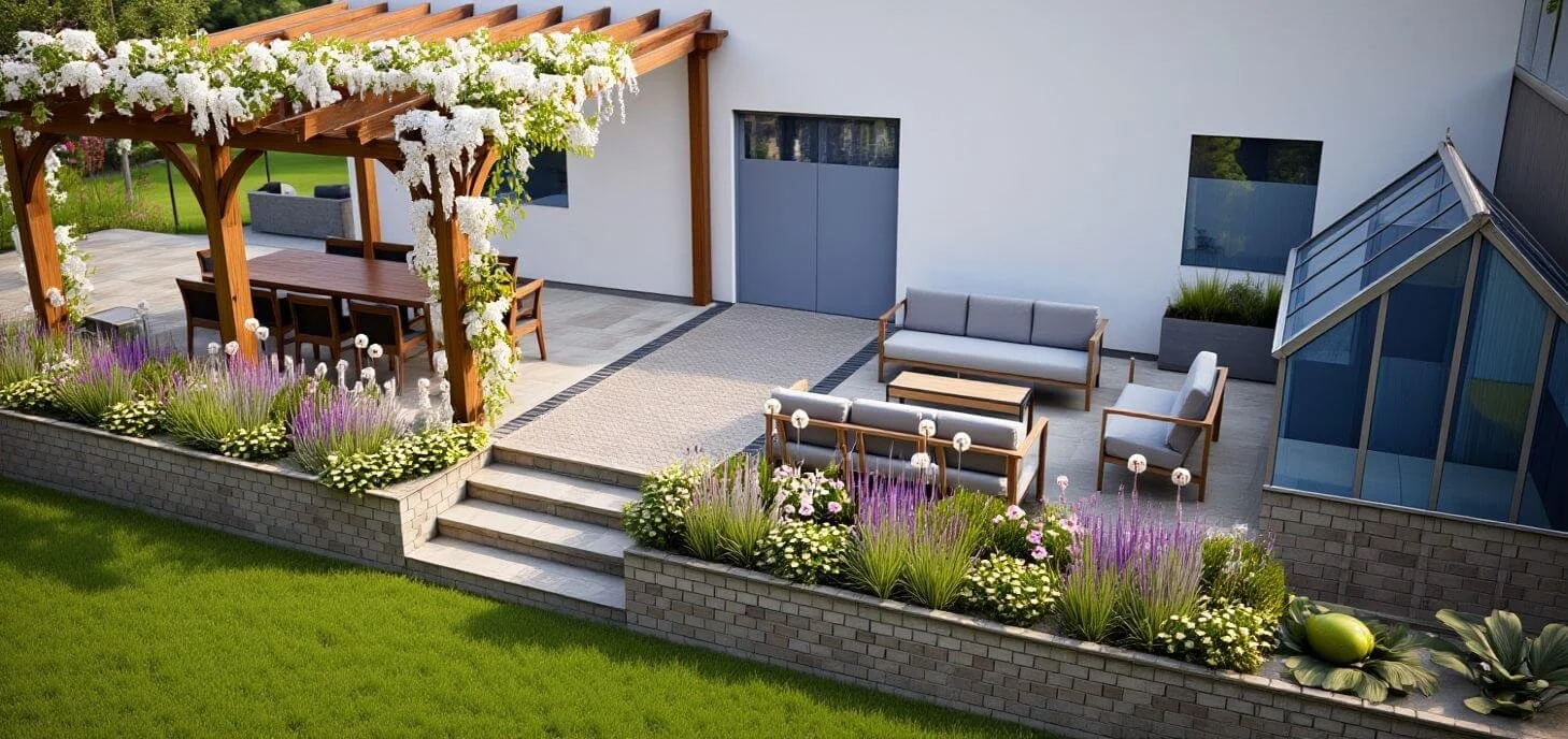 Modern Country garden design in chew magna