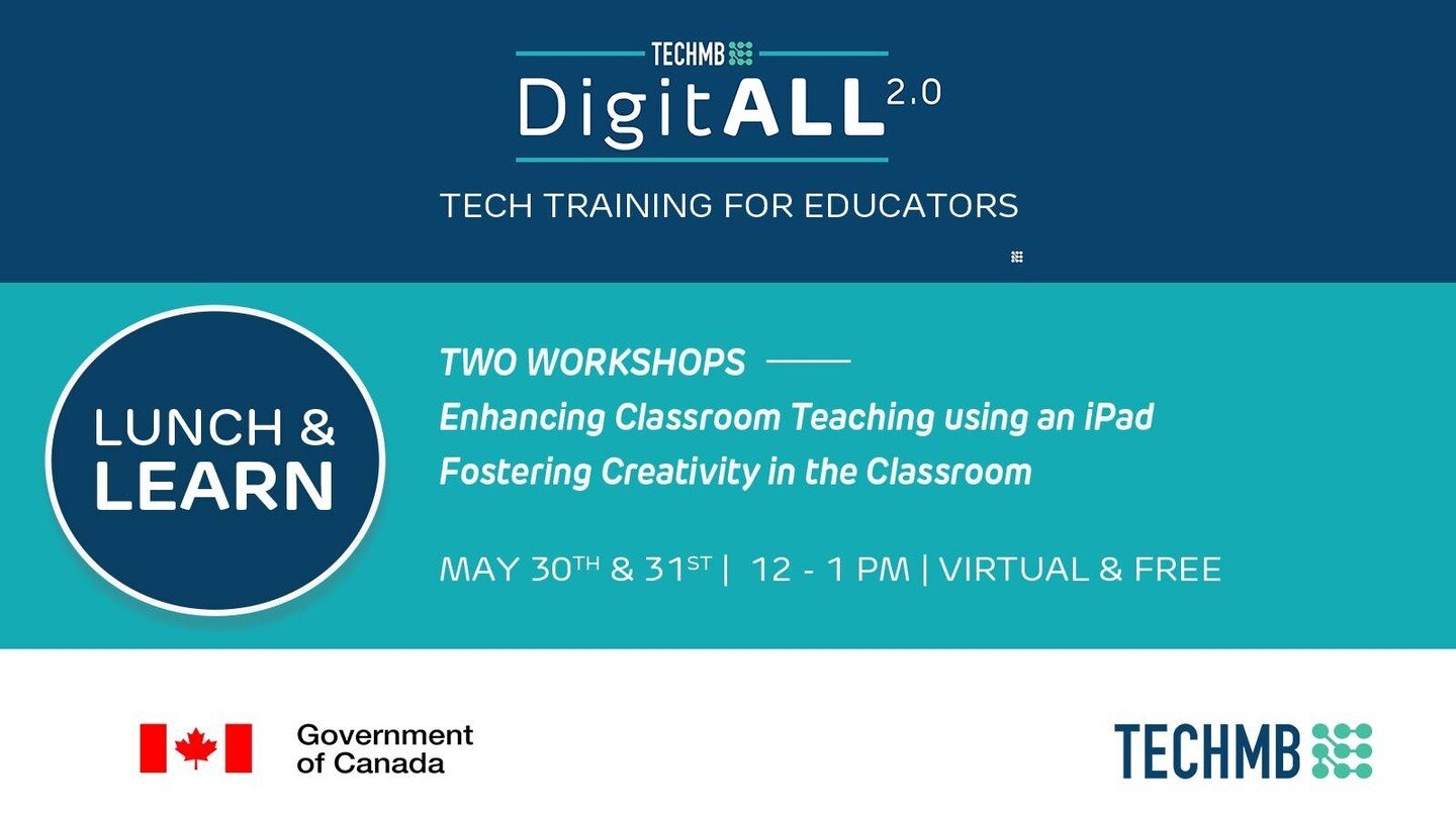 @Techmanitoba &rsquo;s lunch-hour sessions will provide you with quick and effective workshops that are specifically designed to help educators improve their tech skills. Get ready to explore existing tools used in the classroom &amp; learn how to ef