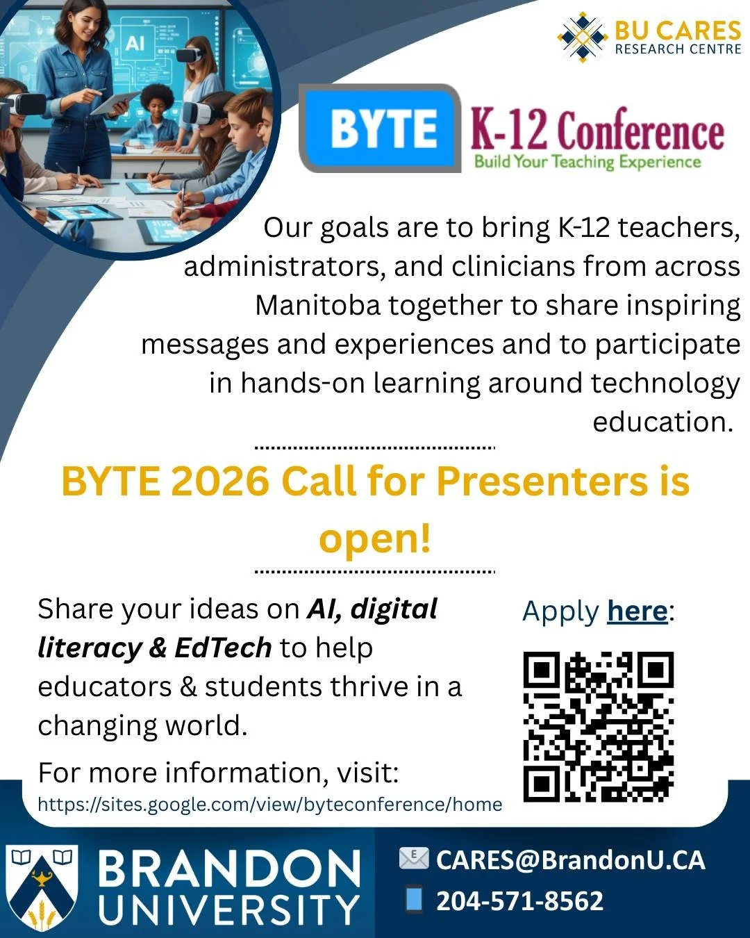 🚀 BYTE 2026 Call for Presenters is open! Share your ideas on AI, digital literacy &amp; EdTech to help educators &amp; students thrive in a changing world. 

🌍 Apply here: https://forms.gle/mci7pSyLi6R57nZE6 

Visit https://sites.google.com/view/by