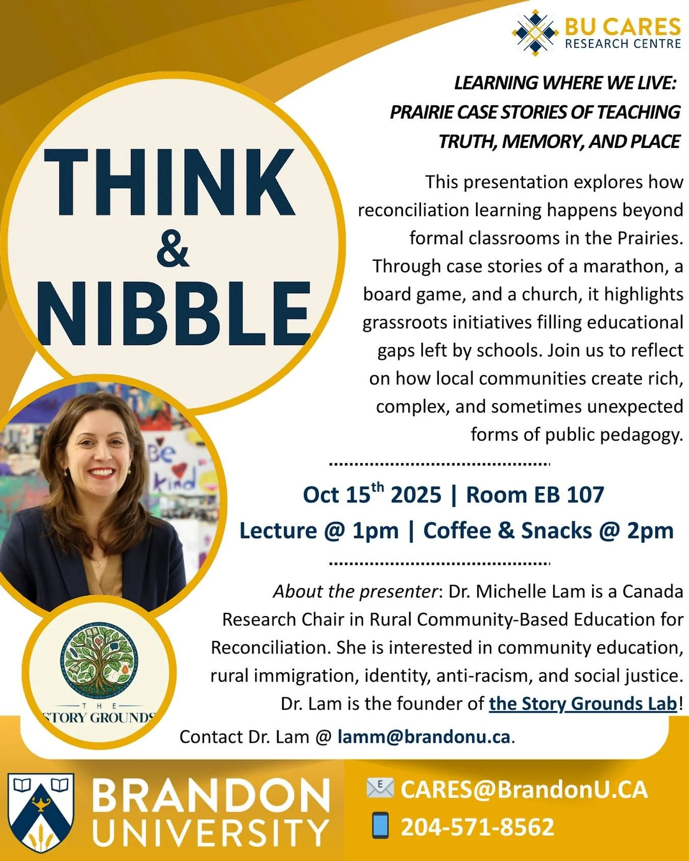 Join us for Dr. Michelle Lam&rsquo;s talk! Dr. Lam is the new appointed Canada Research Chair in Rural Community-Based Education for Reconciliation.

After the Truth and Reconciliation&rsquo;s Calls to Action for education, schools, and post-secondar