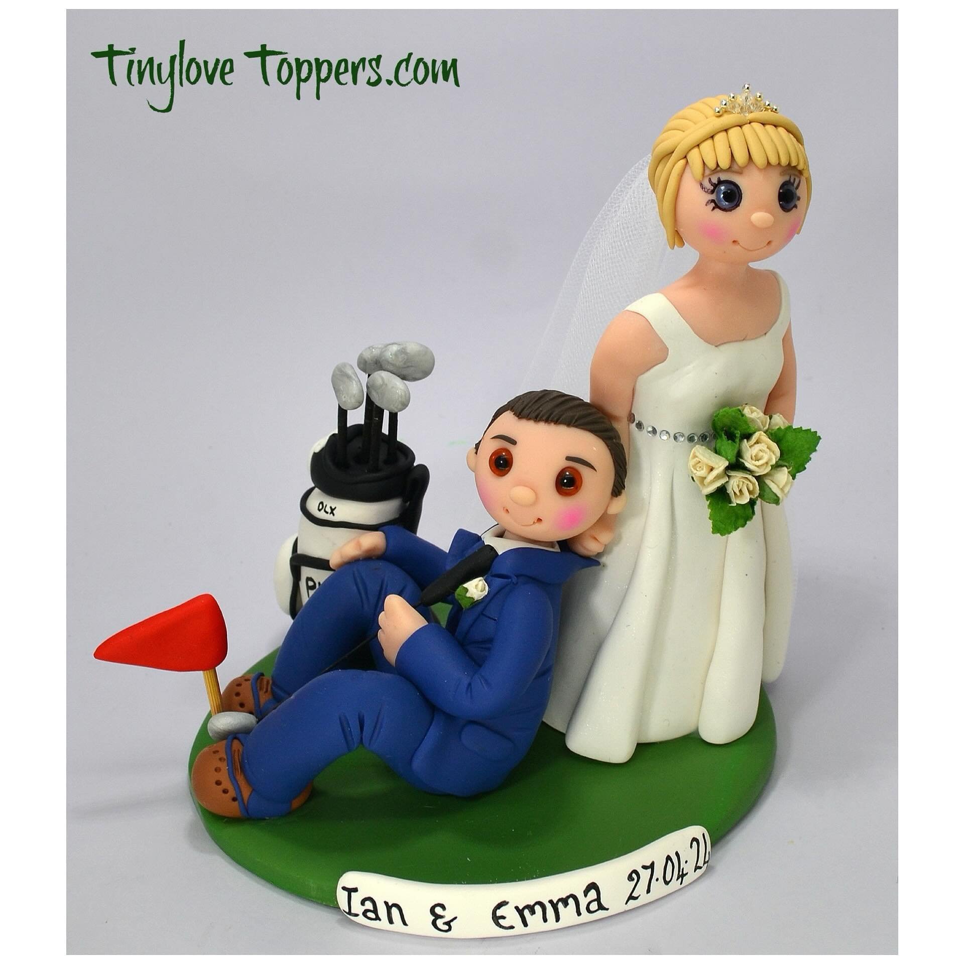 Golfing Wedding Cake Topper.

Personalised non edible wedding cake toppers.
made to look like you, lifelong keepsakes.
Message me if you would like a quote for yours. 🙂
Follow me on Instagram https://www.instagram.com/tinylove_cake_toppers/
#wedding