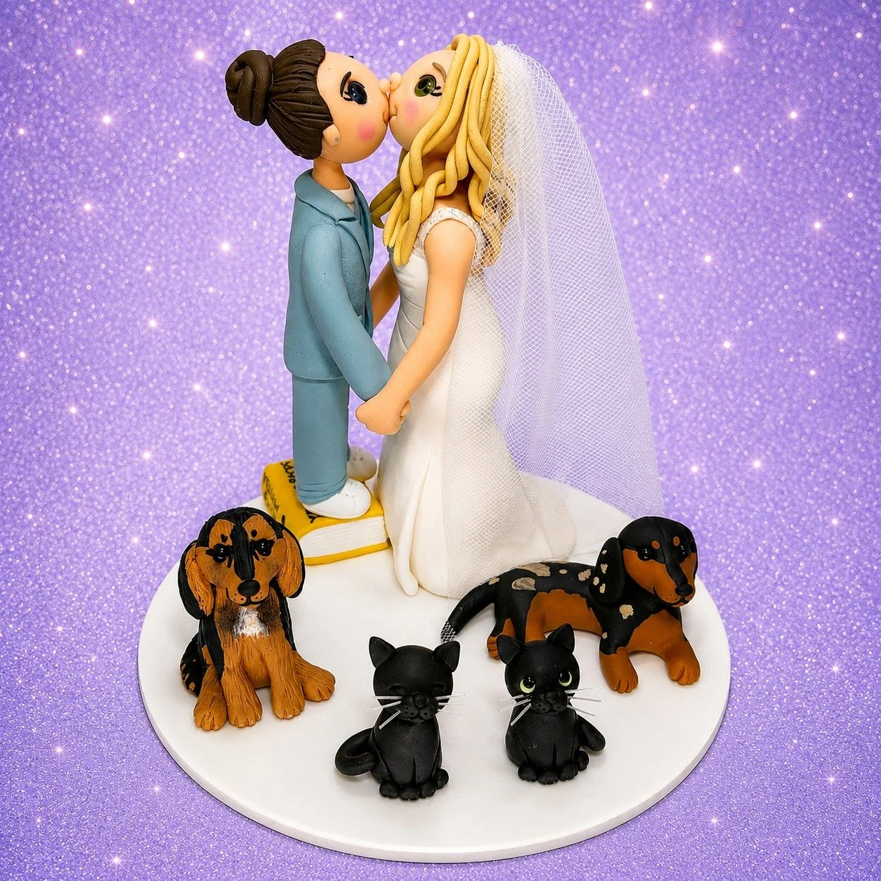 Congratulations to Emma &amp; Claire, thank you for choosing me to make your personalised wedding cake topper, they wanted all their pets included , their topper in unique to them and something they can keep and treasure forever 🥰👰&zwj;♂️👰&zwj;♀️?