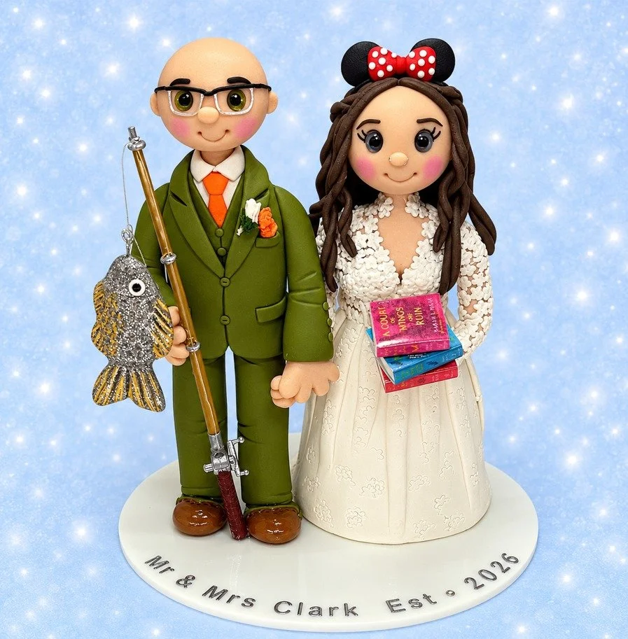 Congratulations Mr and Mrs Clark!
custom hand crafted wedding cake topper for a groom that loves to fish and a bride that loves reading and Disney 🏰🎣📚
Something that they can keep and treasure 💖
#WeddingCakeTopper #disney #MinnieMouse #FishingLif