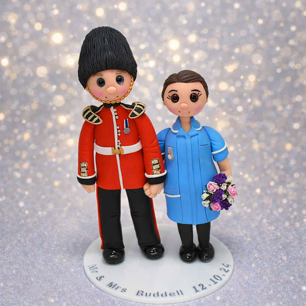 Kings guard and NHS nurse wedding cake topper