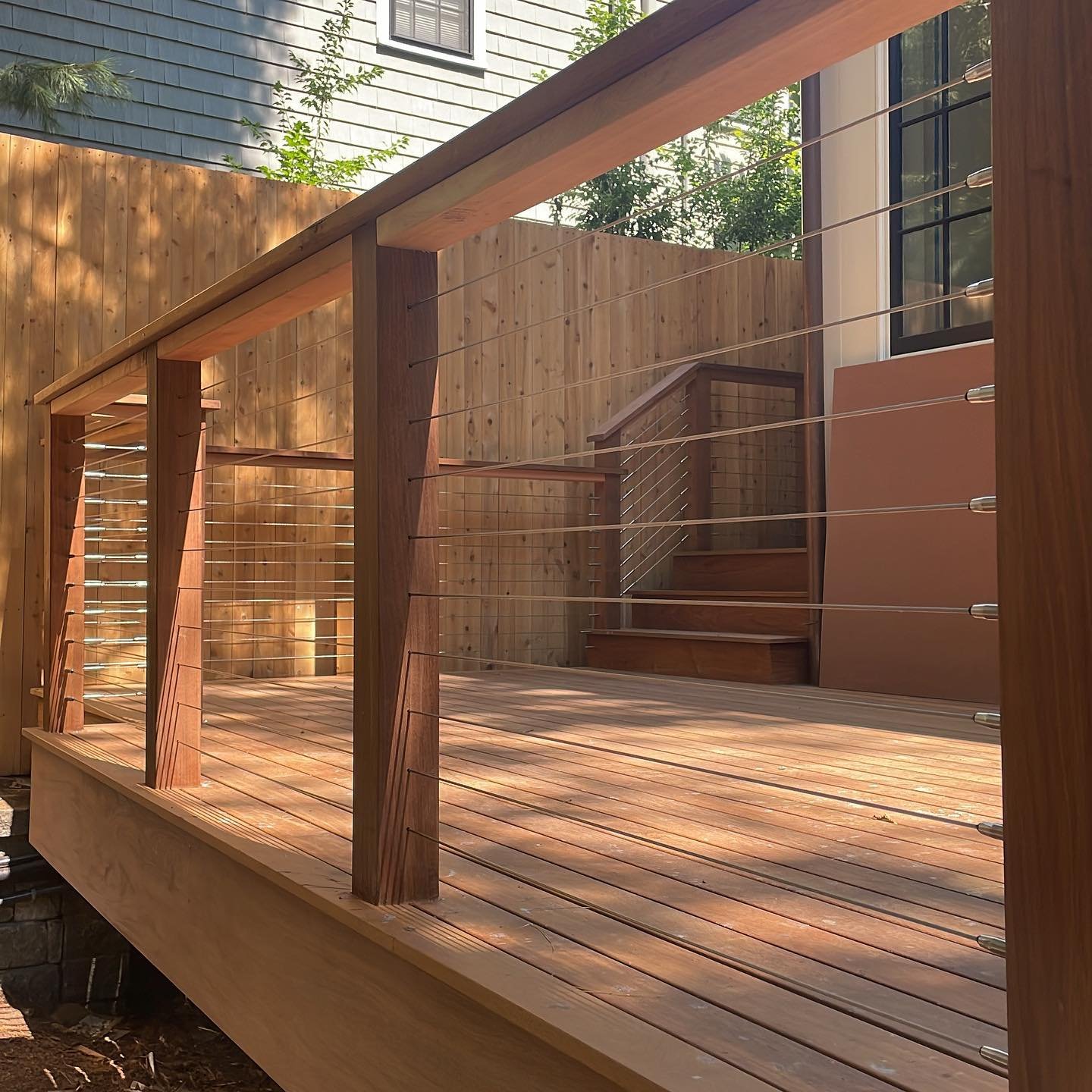 Ipe &amp; cable rail deck coming along at our Cambridge project! #cablerail #ipe #cambridge @feeneyinc @kapsconstruction