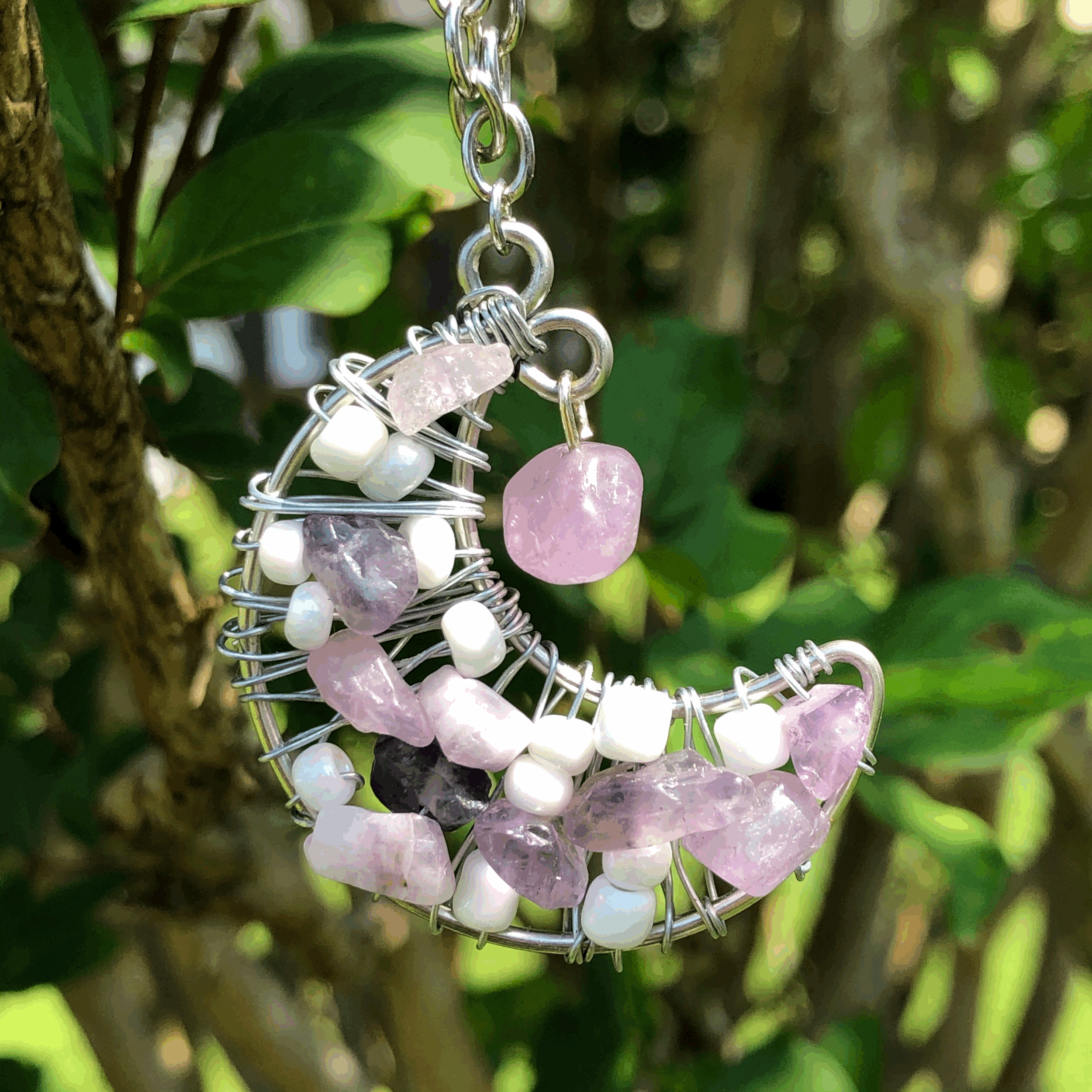 Amethyst Moon Pendant Necklace
