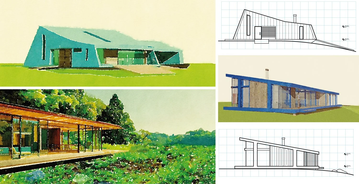 Watercolor images of early platform type concepts.