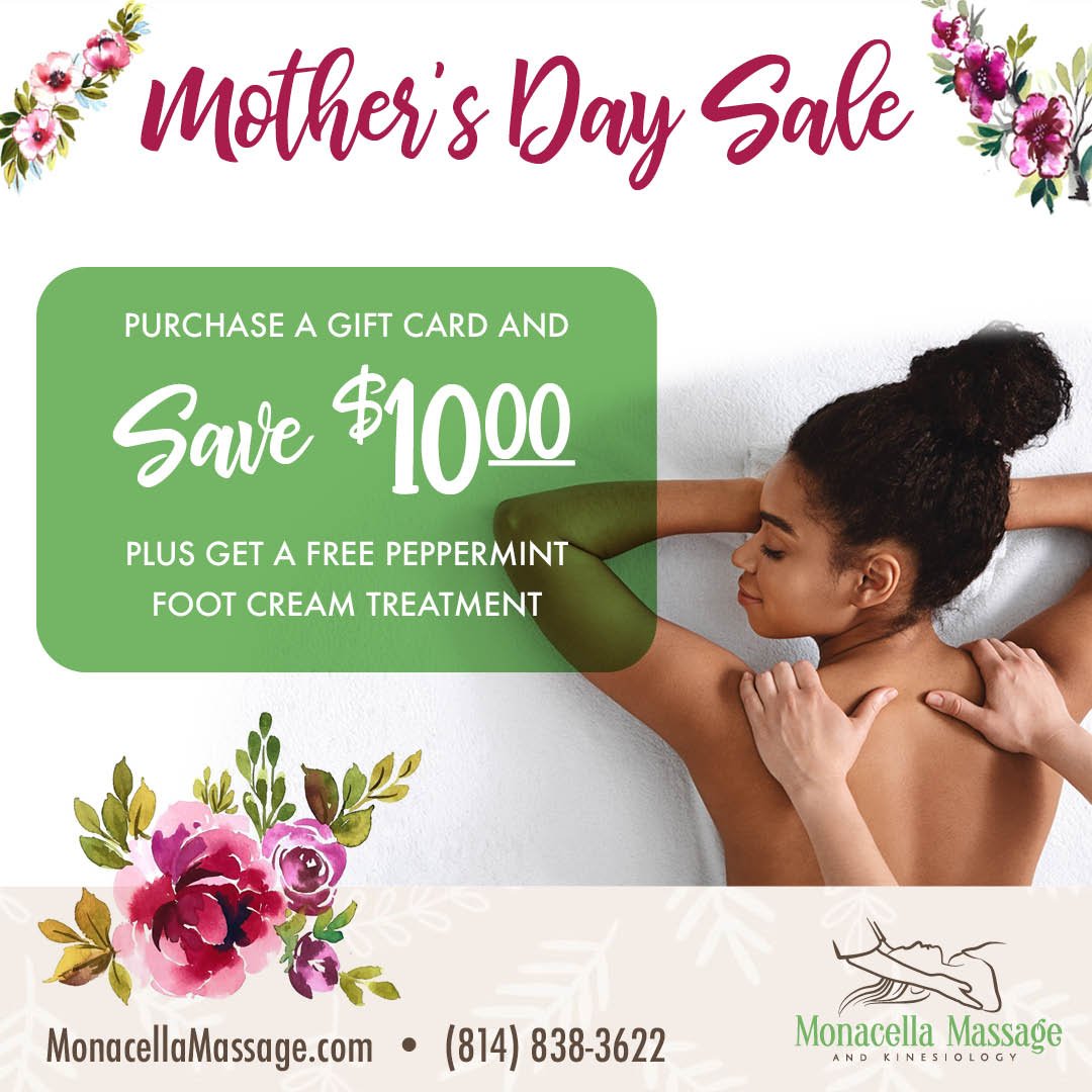Gift Certificates are the PERFECT way to show your love this Mother's Day!🥰

Is Mom too busy to get some time to herself? Don't know what to get that she doesn't already have? LAST CHANCE on this sale for our 60-minute sessions! The perfect gift to 