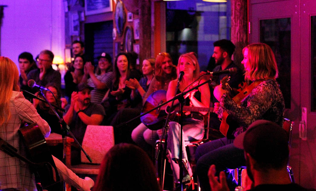 Jorrdyn Pollard performing during a Blue Jay Sessions event in Calgary at Ill-Fated Kustoms event space.