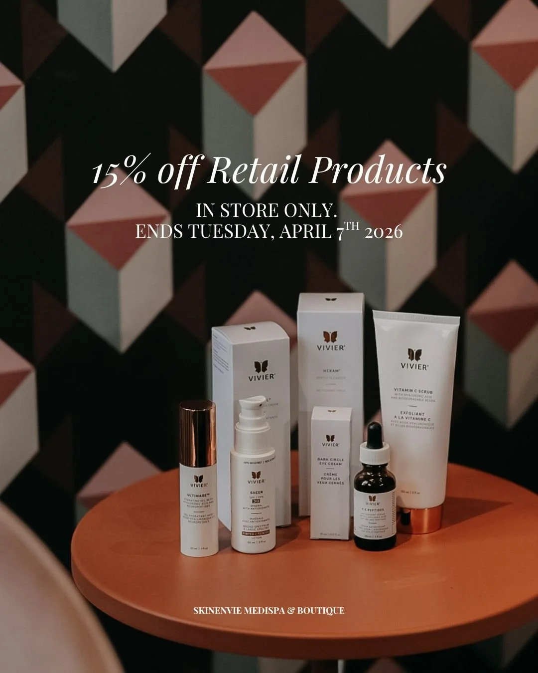 Promo du long weekend 🐰🌷✨

Jusqu'&agrave; mardi (fin de journ&eacute;e), profitez de 15% de rabais sur nos produits en boutique.

Passez nous voir, votre routine vous remerciera!!!

Long weekend promo 🐰🌷✨

Until Tuesday (end of day), enjoy 15% of