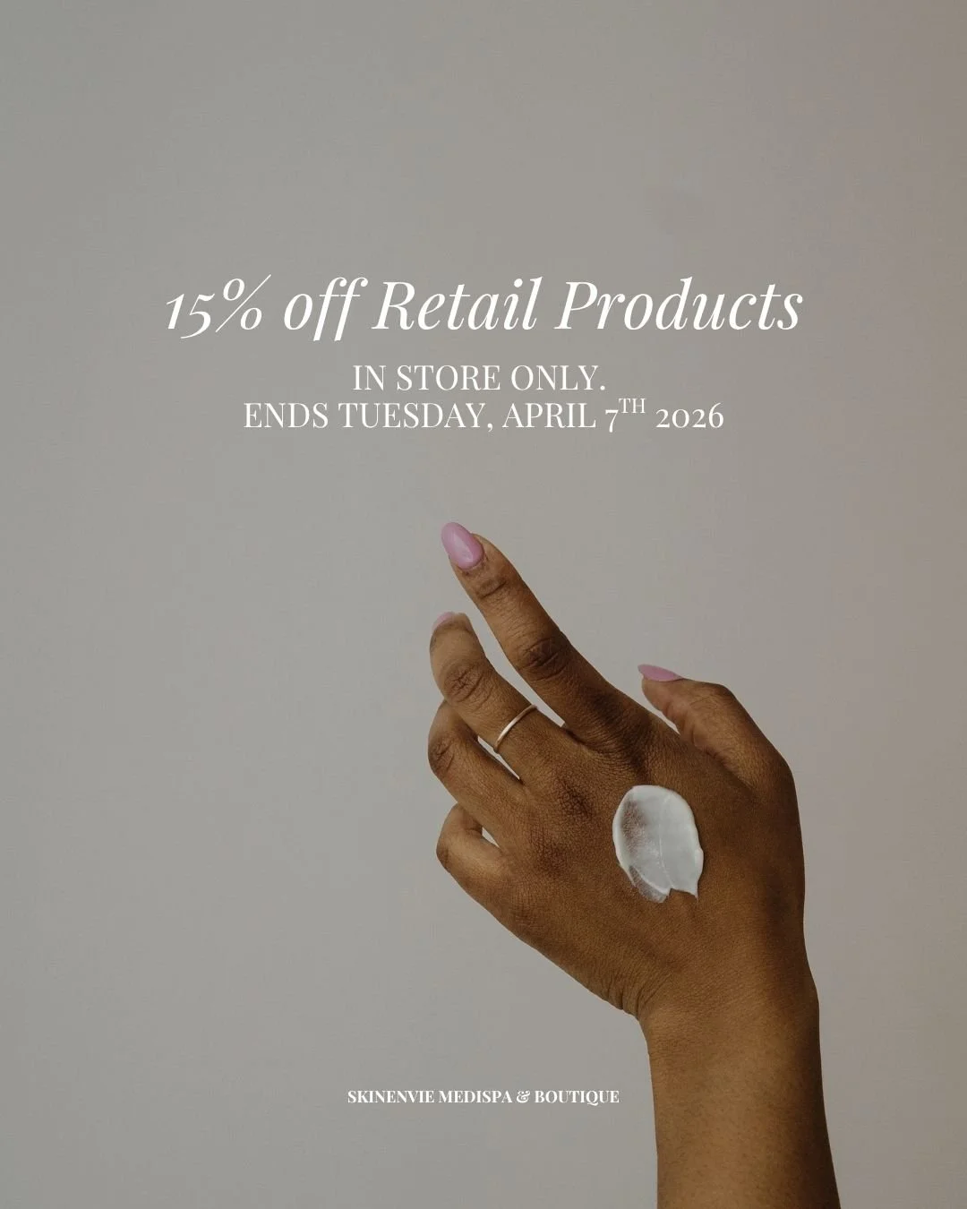 Ne manquez pas votre chance! 🐰🌷✨

Jusqu'&agrave; mardi (fin de journ&eacute;e), profitez de 15% de rabais sur nos produits en boutique.

Passez nous voir, votre routine vous remerciera!!!

Don't miss out! 🐰🌷✨

Until Tuesday (end of day), enjoy 15