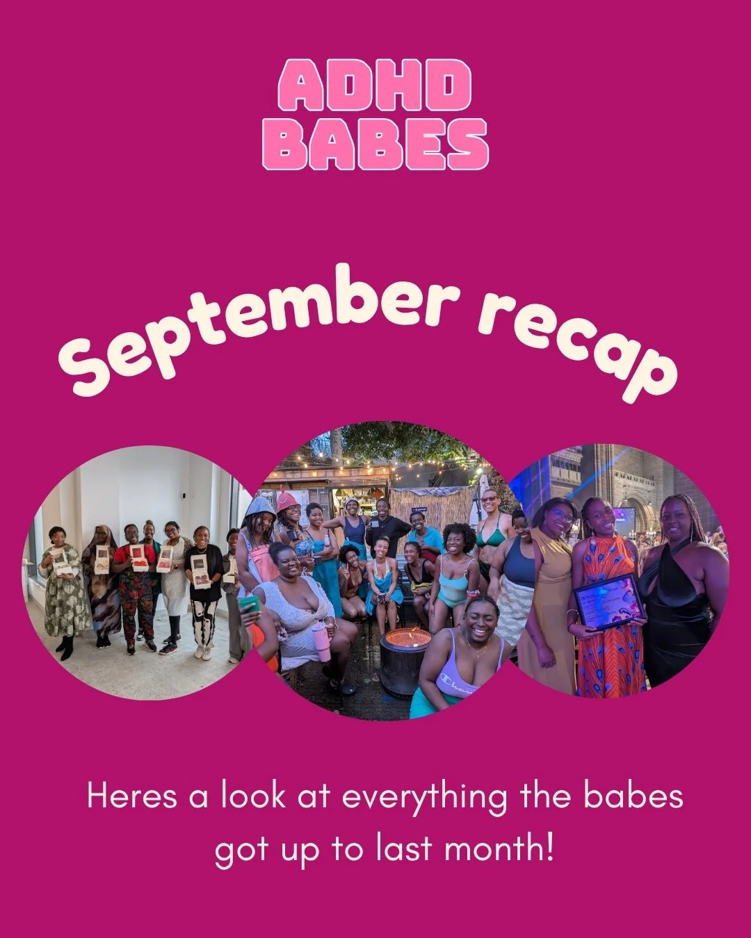 Lets take a look at what the babes got up to last month 👀 

#adultadhd #adhdstruggles #neurodiversity #adhdawareness #blackwomen #blackmindsmatter #blacknonbinary #adhdsupport #blackwomenwithadhd #recap