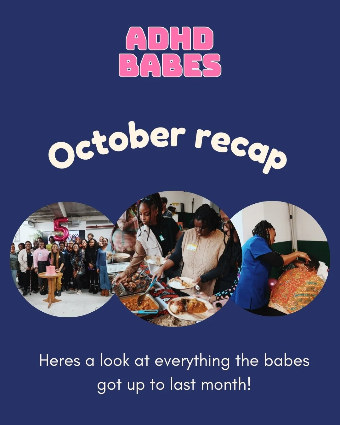 Lets take a look at what the babes got up to in October 👀

#adultadhd #adhdstruggles #neurodiversity #adhdawareness #blackwomen #blackmindsmatter #blacknonbinary #adhdsupport #blackwomenwithadhd #recap