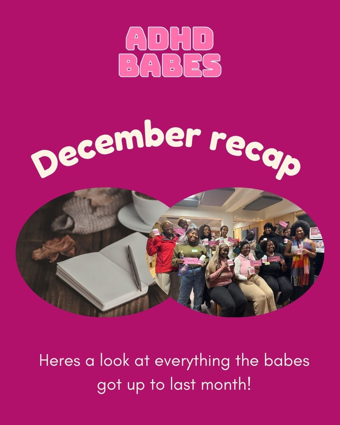 Lets take a look at what the babes got up to in December 👀

#adultadhd #adhdstruggles #neurodiversity #adhdawareness #blackwomen #blackmindsmatter #blacknonbinary #adhdsupport #blackwomenwithadhd #recap