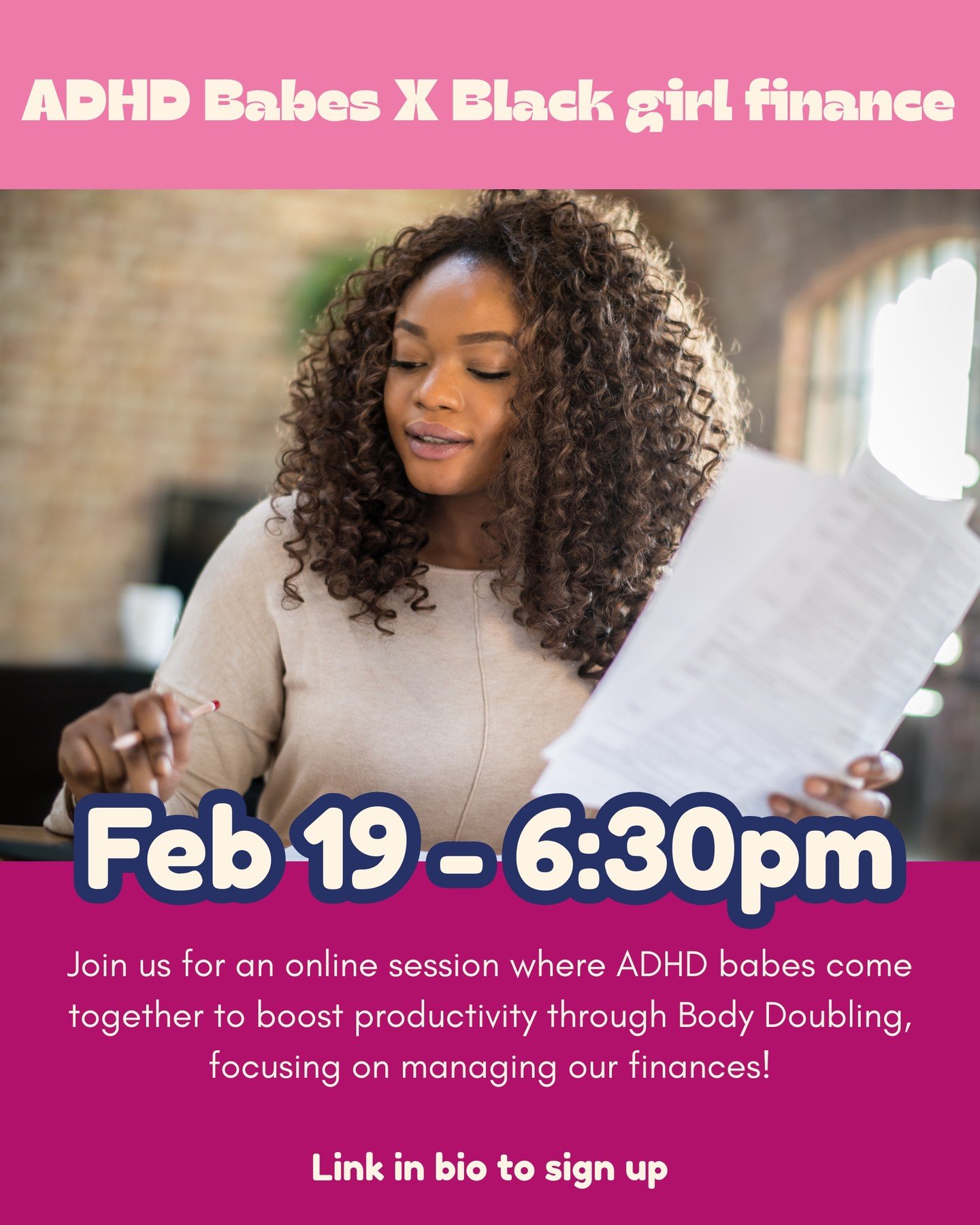 Join us and @blackgirlfinanceuk for an online session where ADHD babes come together to boost productivity through Body Doubling, focusing on managing our finances!

#adultadhd #neurodiversity #adhdawareness #blackmindsmatter #blacknonbinary #adhdsup