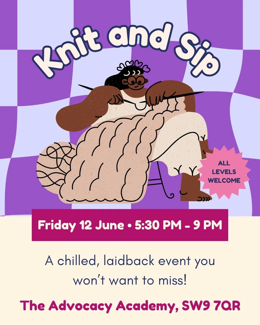 Join us for our next knit and sip tomorrow evening!

#adultadhd #neurodiversity #adhdawareness #blackwomen #blackmindsmatter #blacknonbinary #blackwomenwithadhd #adhdsupportgroup #blacknonbinarywithadhd #neurodivergentblackwomen #adhdbabes #knitting 