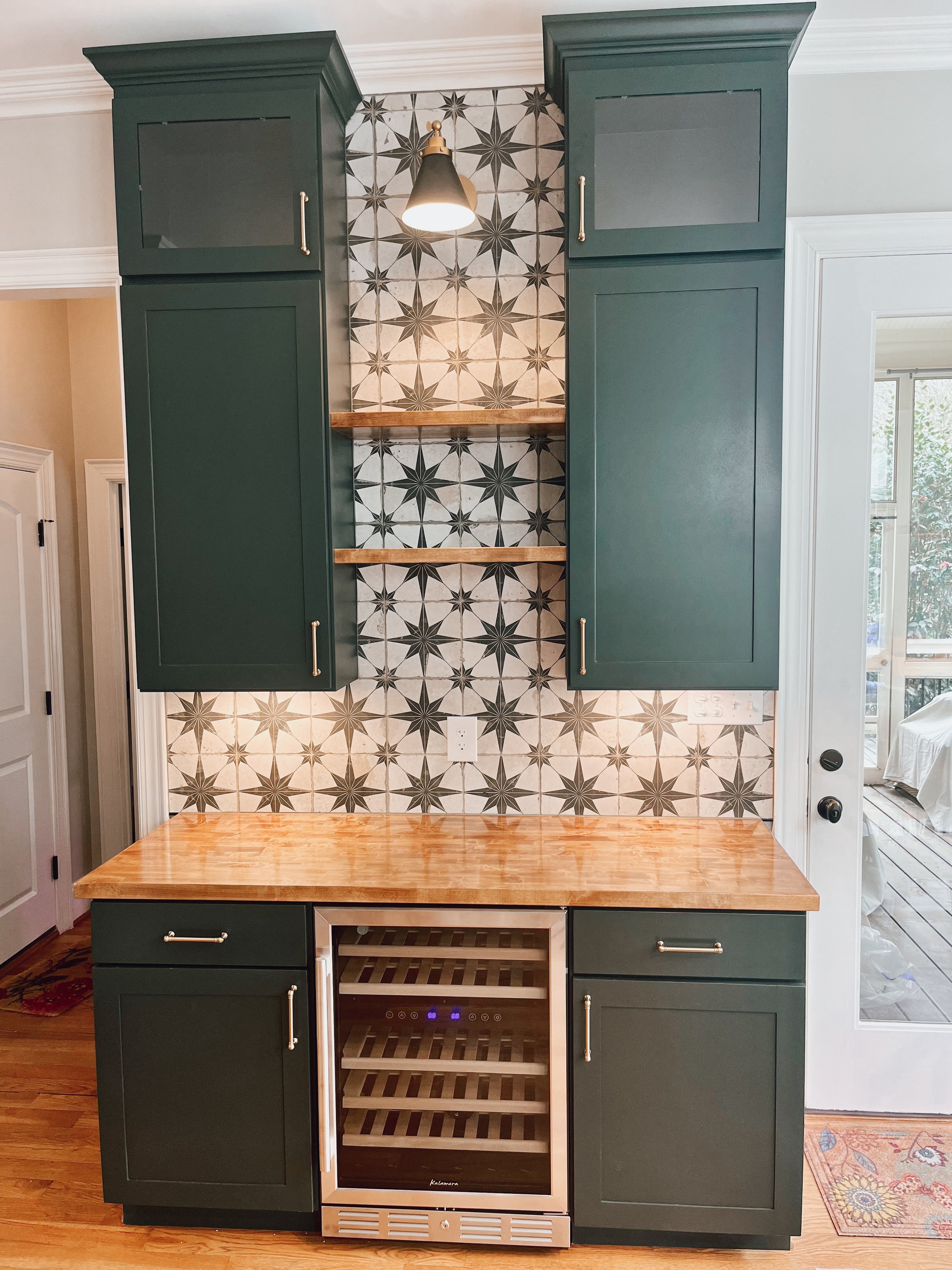 Custom kitchen cabinet with wine fridge