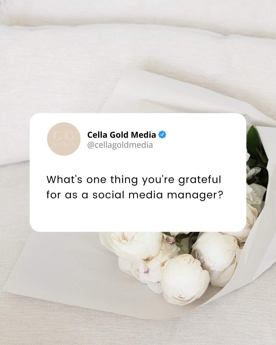 Calling all social media managers: Let's spread the love &amp; gratitude today 🤍 ⁠
⁠
What's one thing you're grateful for as a social media manager? We'll go first: We're grateful for our incredible team and amazing clients, who always make work fee