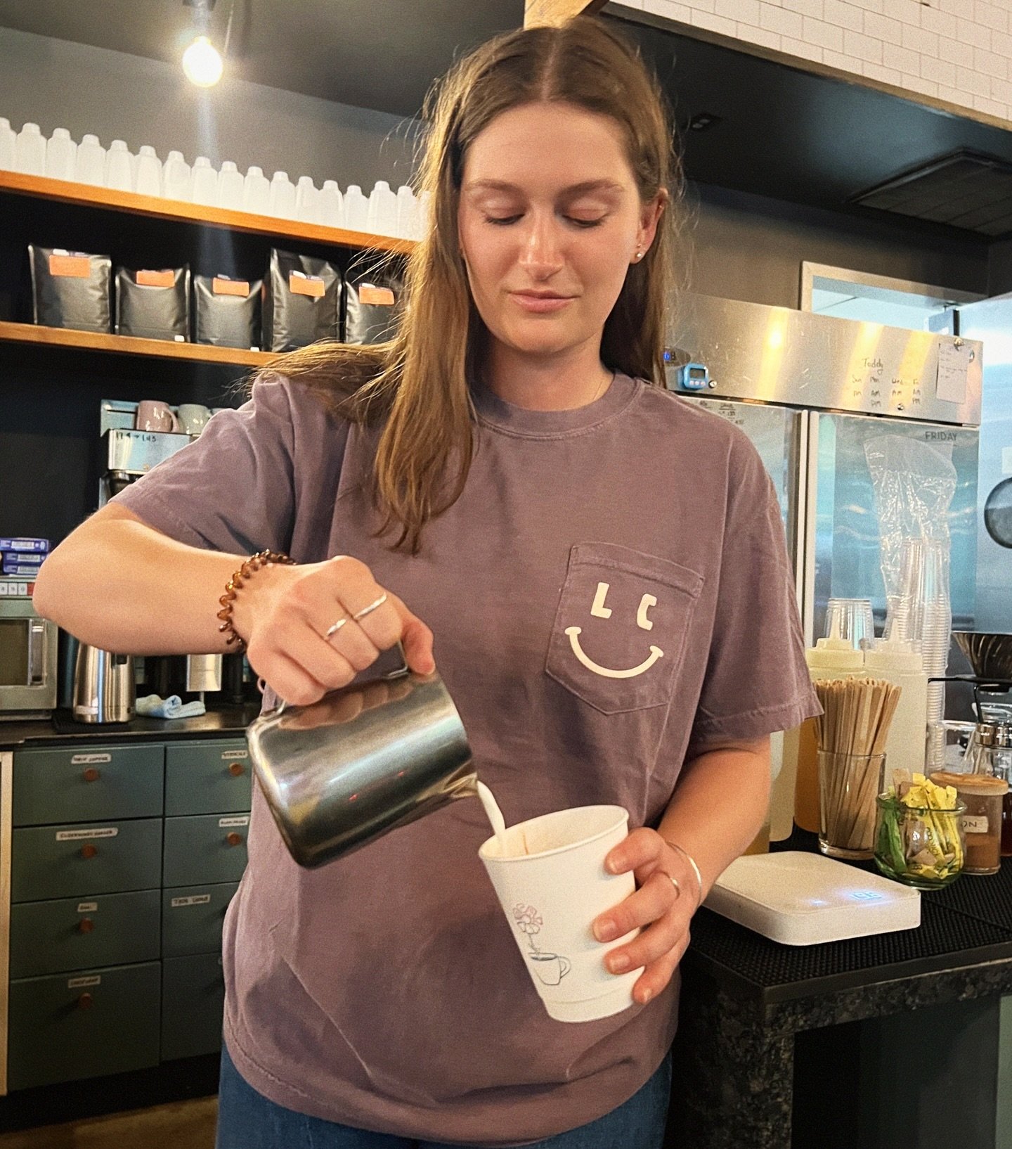 meet our newest bestie, isabel! 🥹
we got her showing off our latest pocket tee designed by @bystudiorh 
wine color with white detail on our favorite @comfort_colors