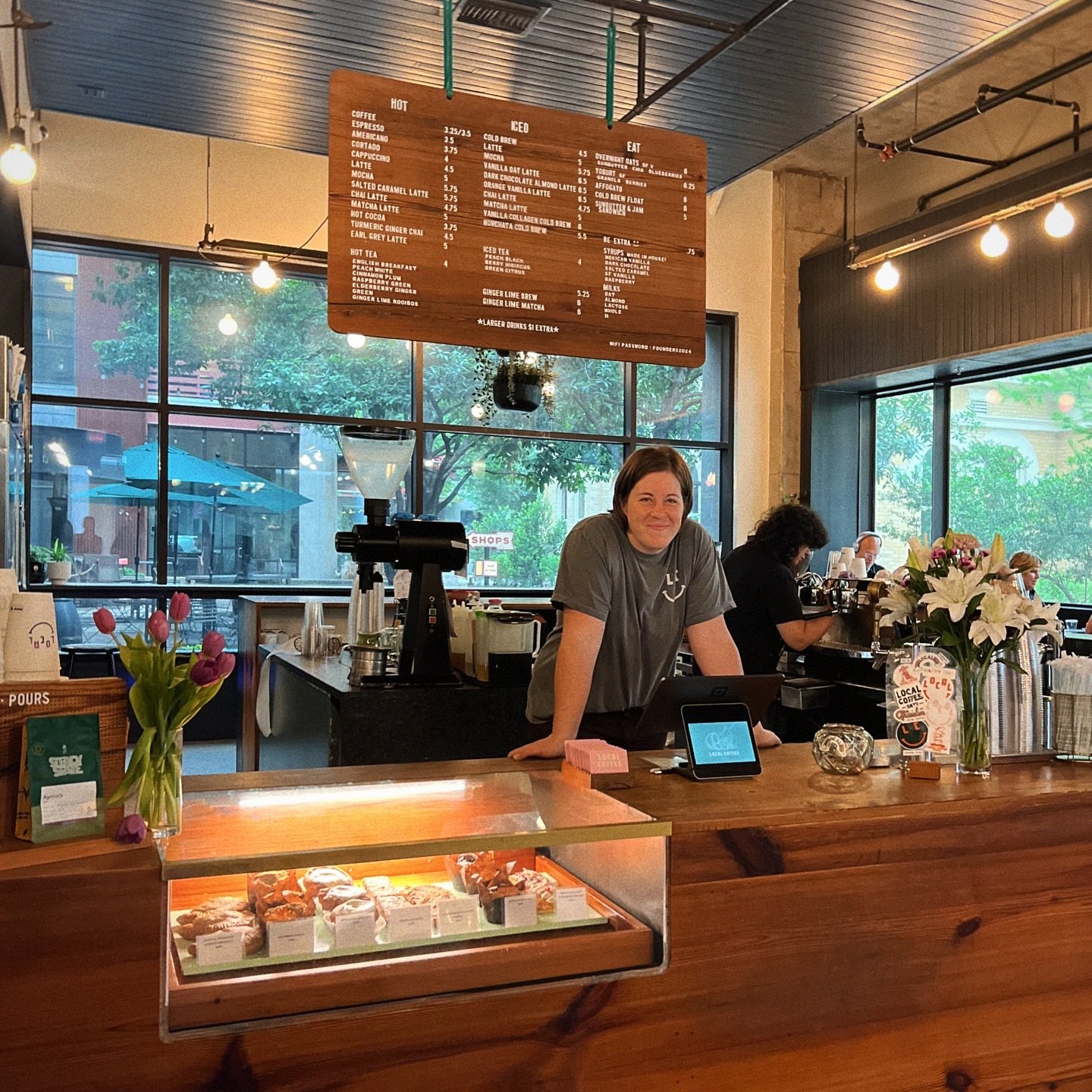 deb and amber are making dreams come true this morning! we&rsquo;ve got coffee and pastries and smiles 💘 see ya soon!