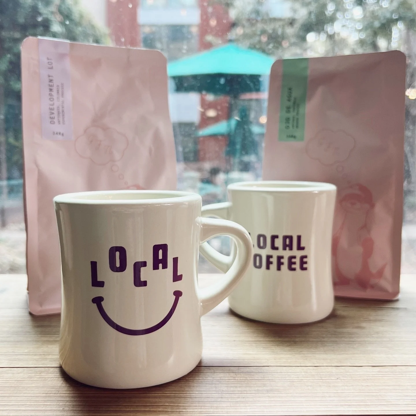 a lil&rsquo; love to go around 🩷 
dark magenta smiley mugs on shelves now! $15