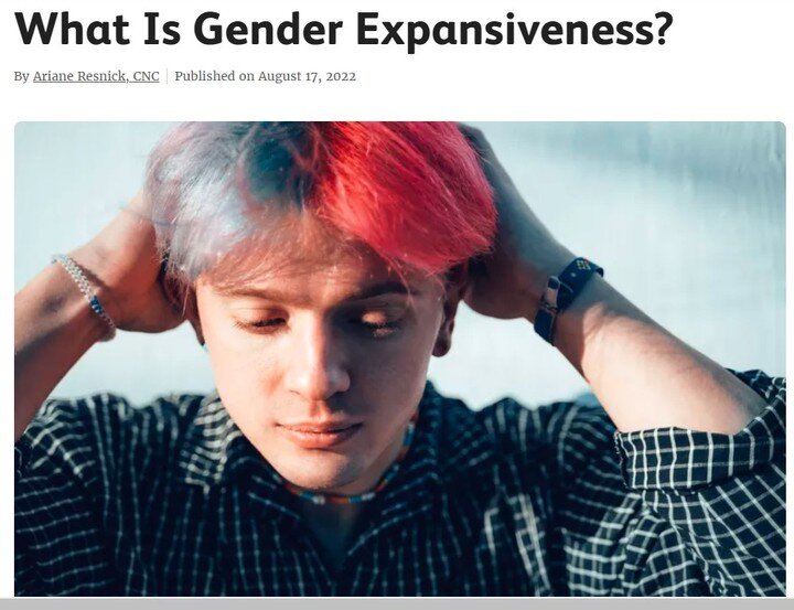 I just read Ariane Resnick's article on gender expansiveness. Excellent! Well done, thoughtful, empathic, and on-target. I feel very happy to be mentioned in it! Link in bio

#arianeresnick #genderexpansive