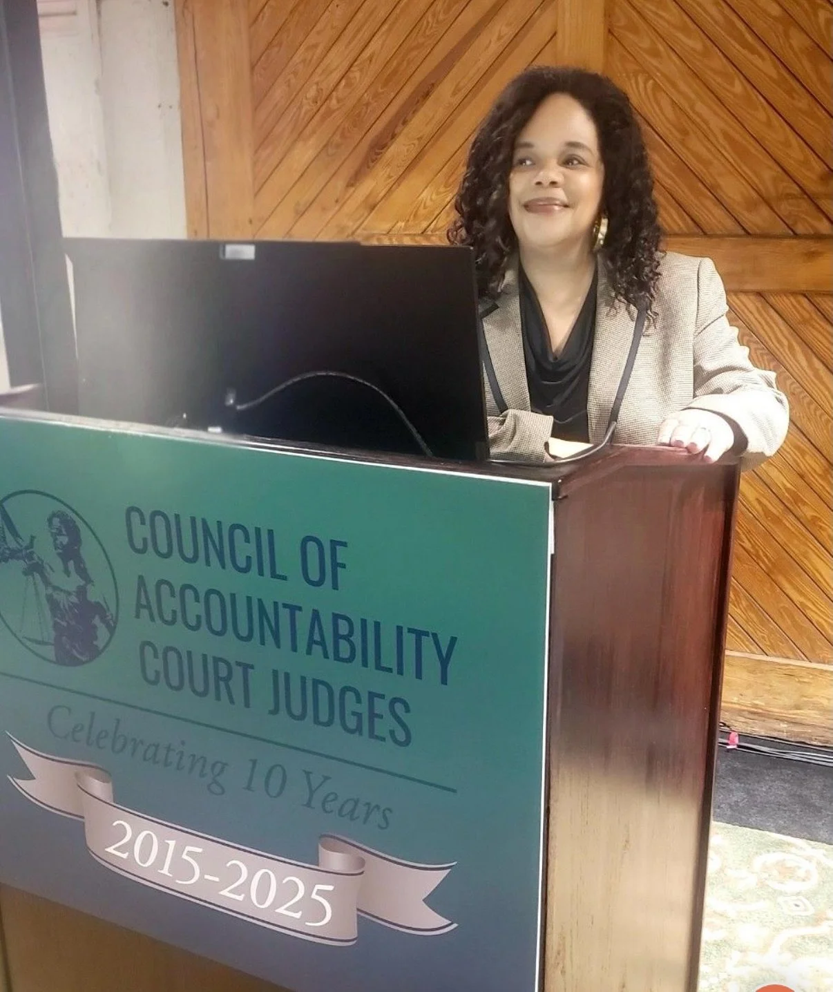 Last week Deputy Chief ADA Ebony Phillips, who is over our PACE Unit, served as a panelist at the 10th Anniversary Training Conference of the Council of Accountability Court Judges (CACJ).

This annual event brings together 1,500+ professionals from 
